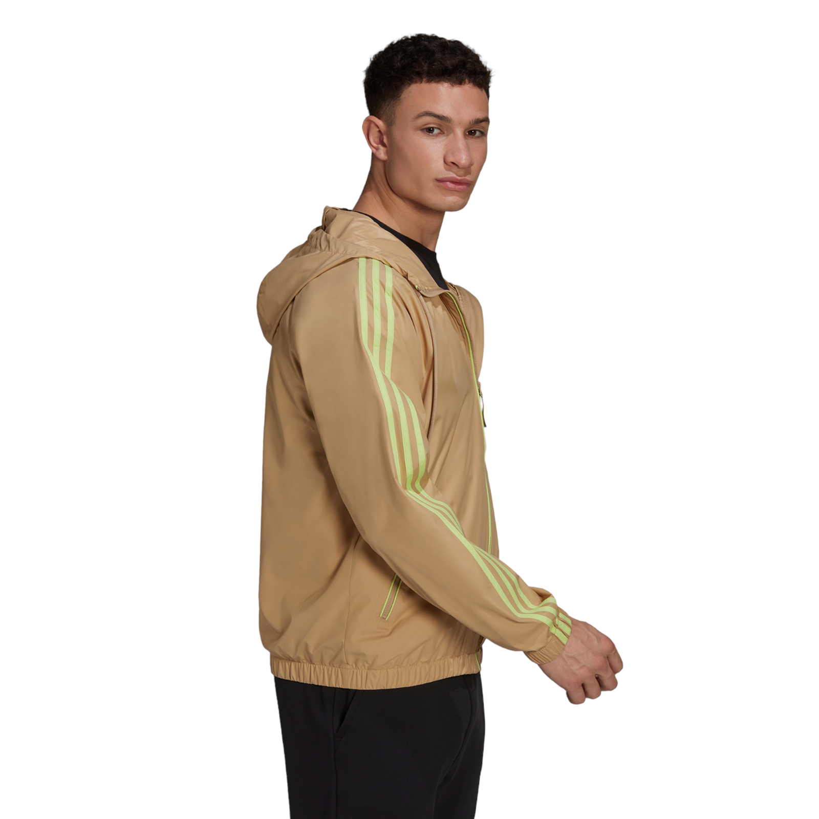 adidas BSC 3-Stripes Wind Jacket - Beige Tone / Pulse Lime - ViaductClothing - -