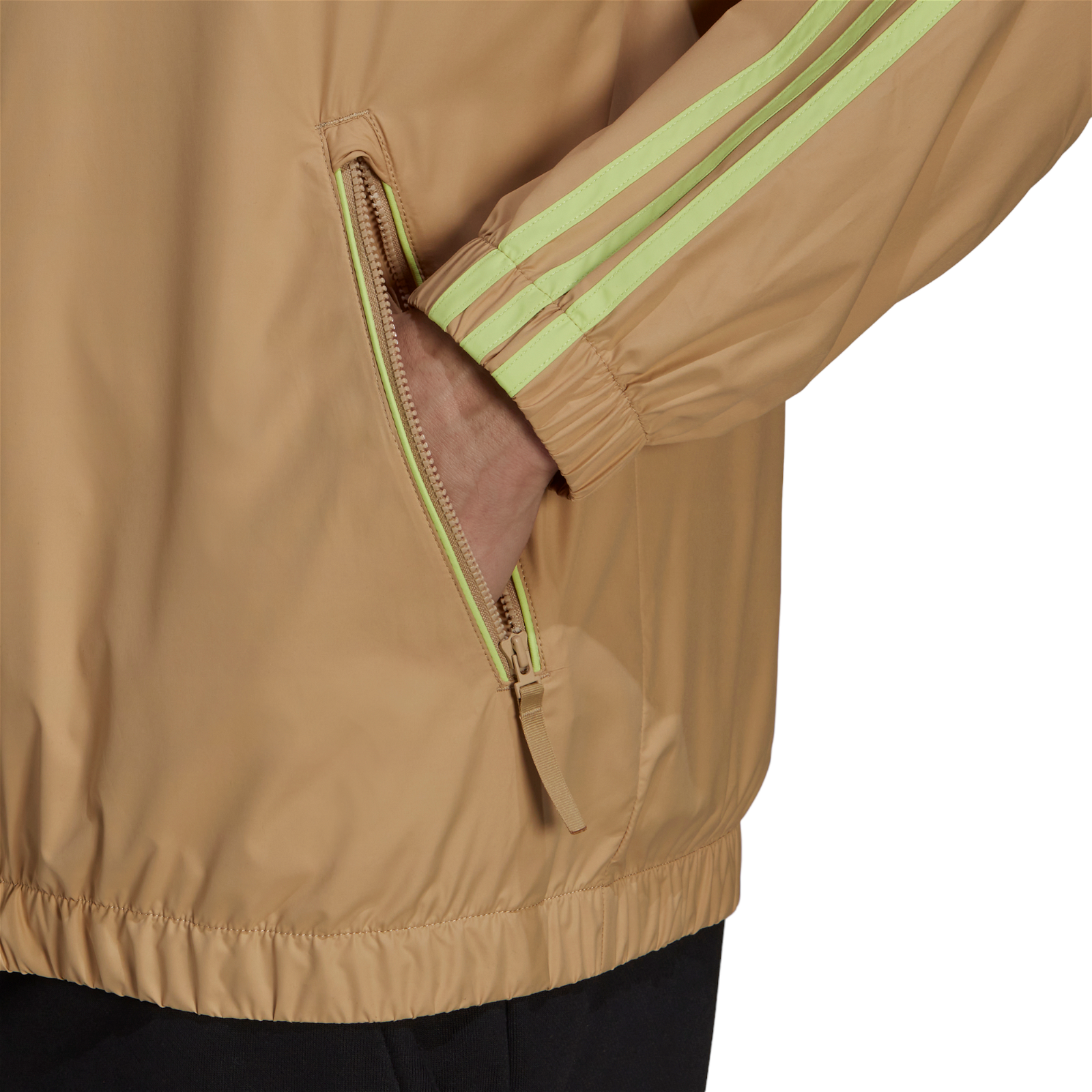 adidas BSC 3-Stripes Wind Jacket - Beige Tone / Pulse Lime - ViaductClothing - -