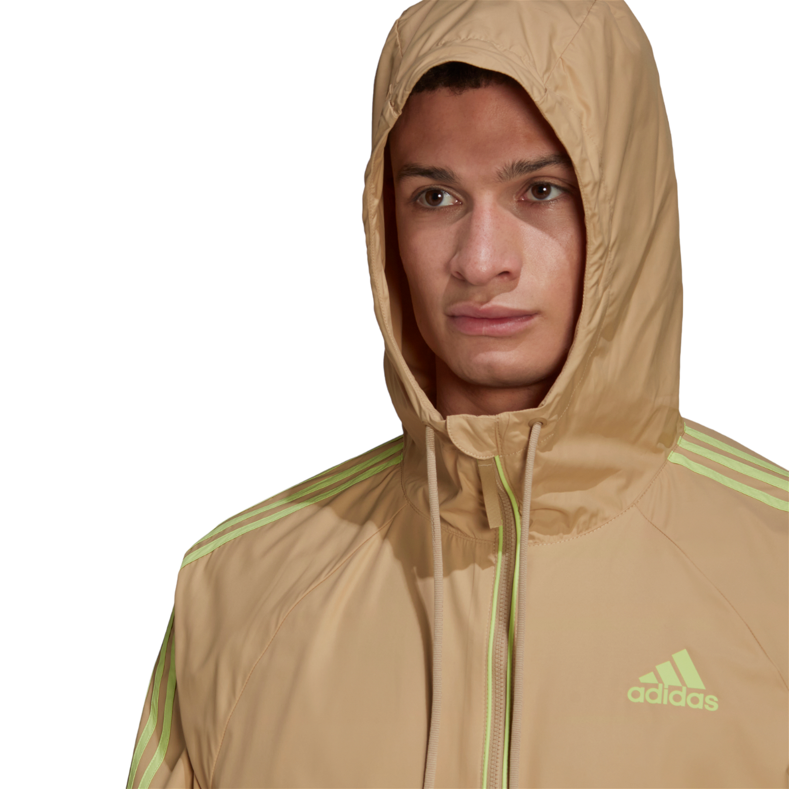 adidas BSC 3-Stripes Wind Jacket - Beige Tone / Pulse Lime - ViaductClothing - -