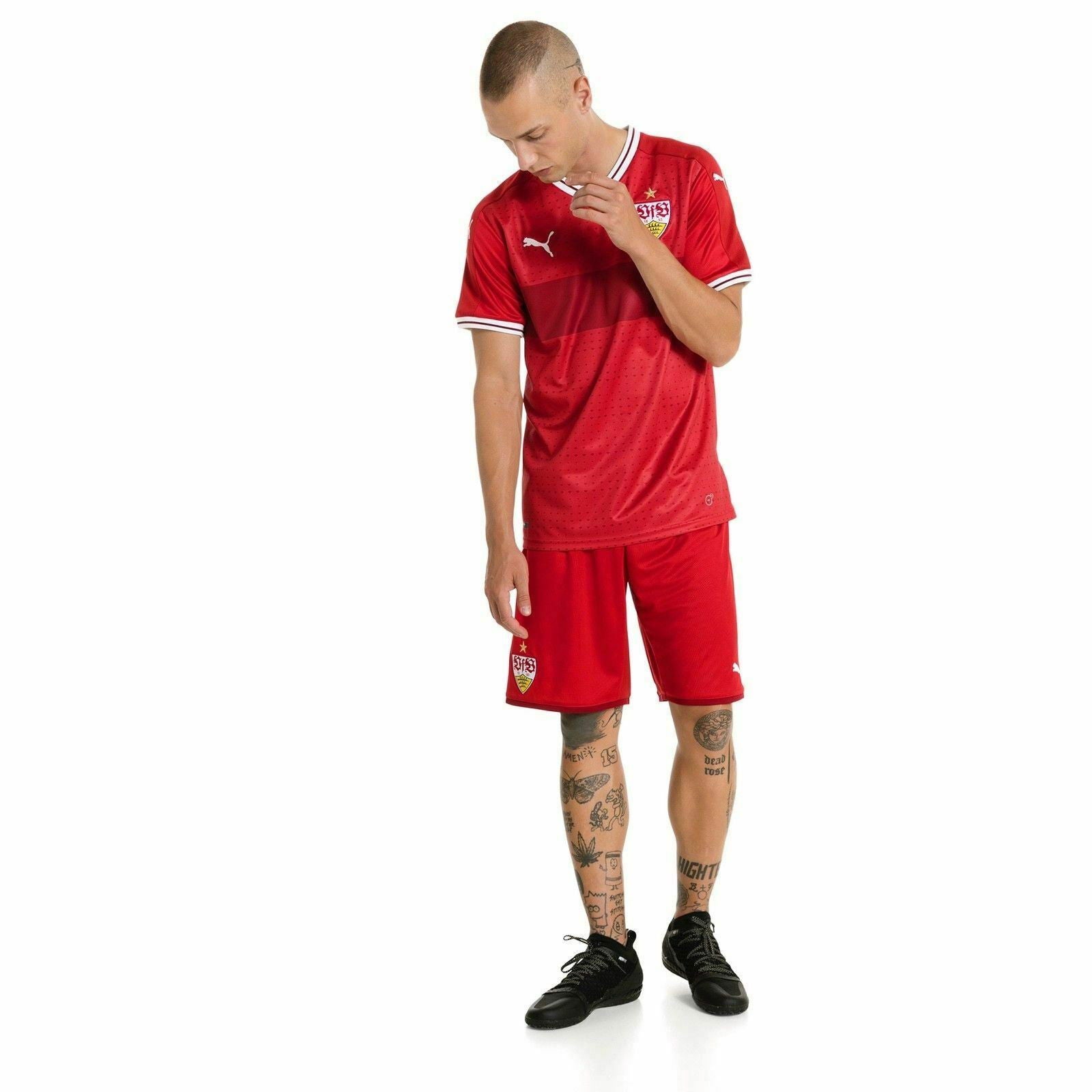 Puma VFB Stuttgart Home Shorts 17-18 - Red - ViaductClothing - -