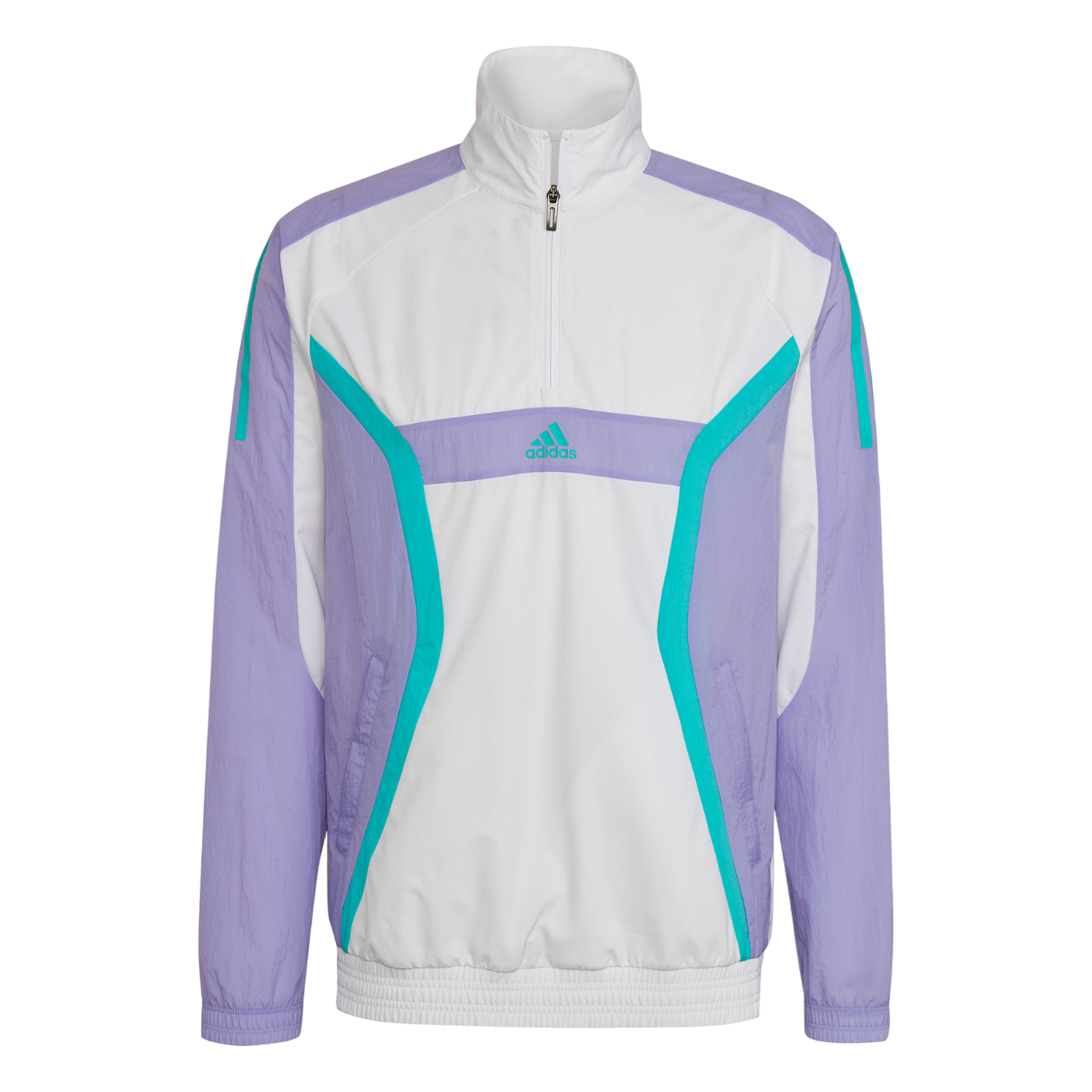 adidas Retro 90s Training Quarter-Zip Track Top - White / Purple - ViaductClothing - -