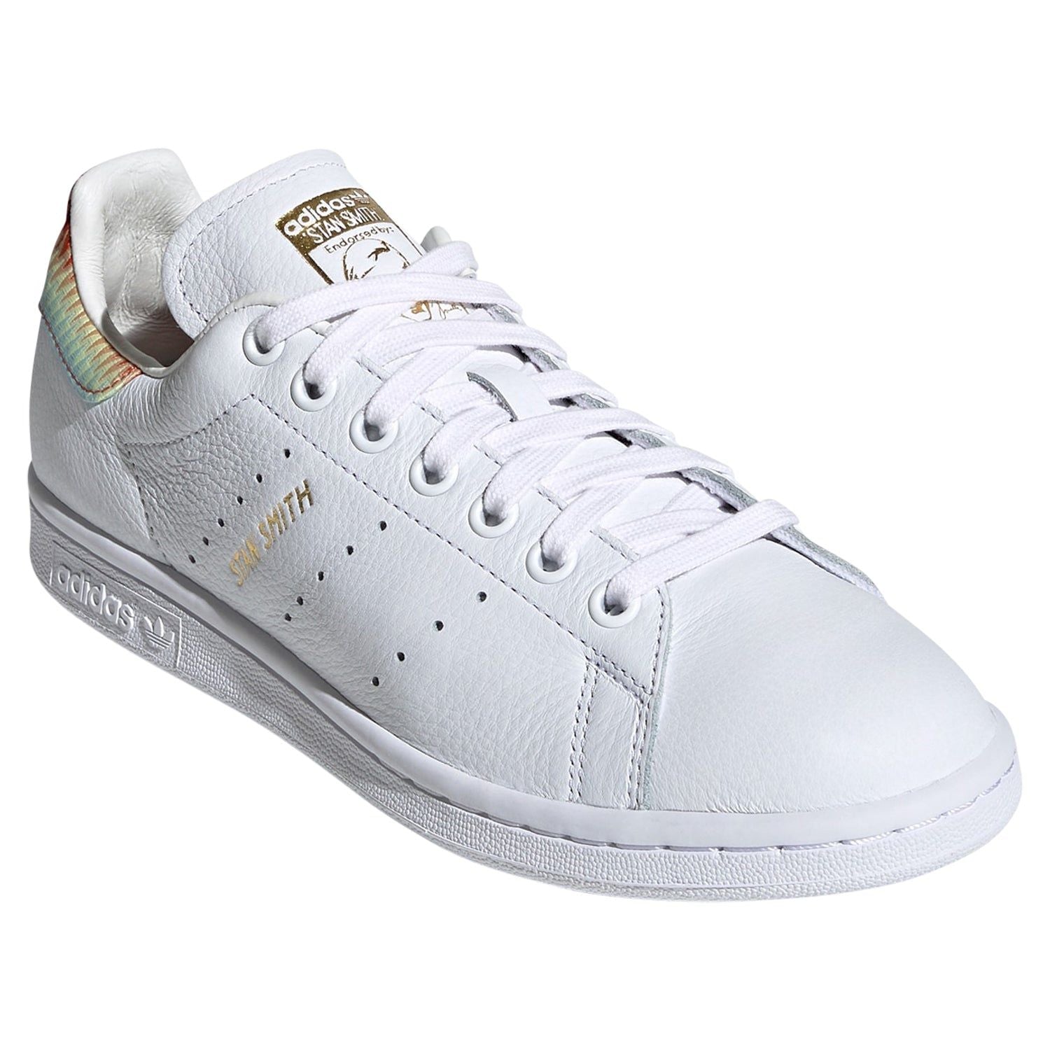 adidas Originals Womens Stan Smith Shoes - White / Rainbow - ViaductClothing - -