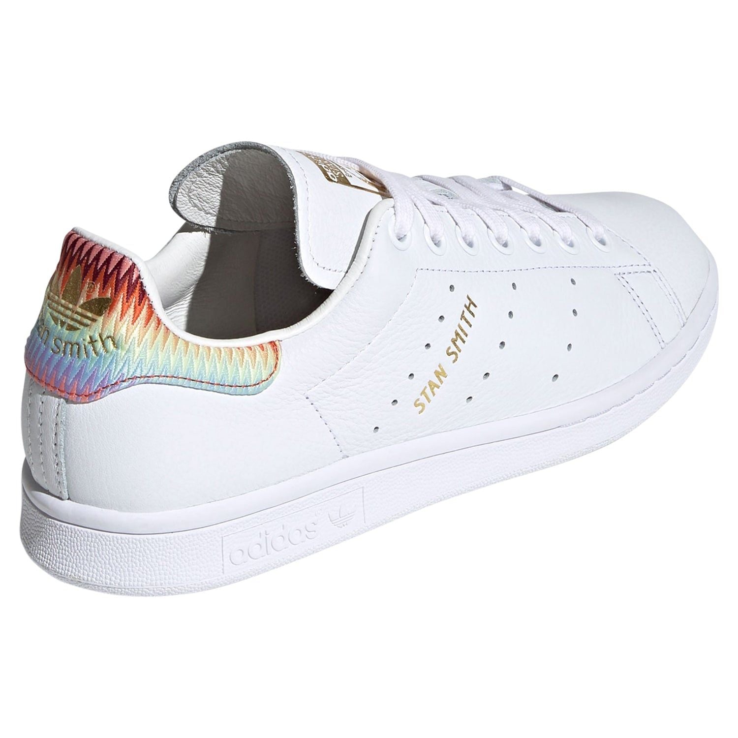 adidas Originals Womens Stan Smith Shoes - White / Rainbow - ViaductClothing - -
