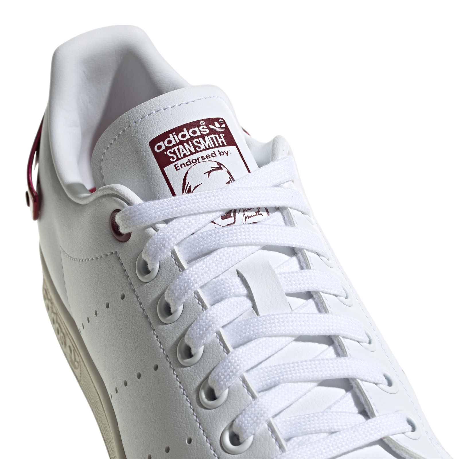 adidas Originals Womens Stan Smith Shoes TPU Heel - White / Red - ViaductClothing - -