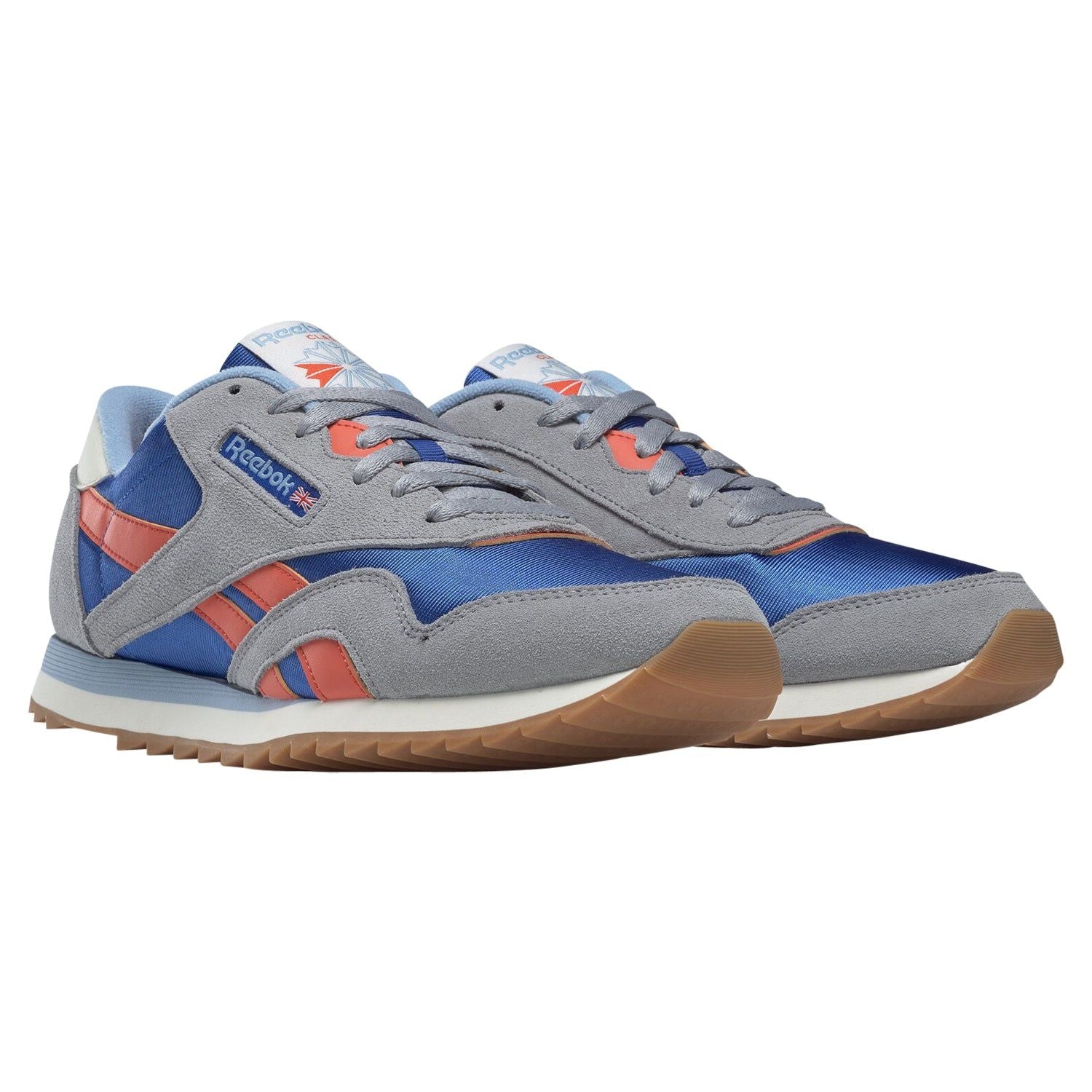 Reebok Classic Nylon Ripple Trainers - Grey, Blue & Orange - ViaductClothing - -