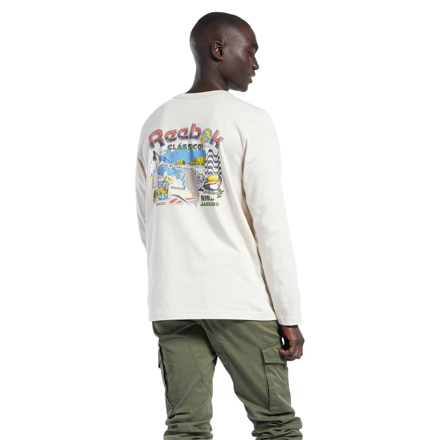 Reebok Classics Longsleeve Destination 'Rio de Janeiro' Tee - Beige - ViaductClothing - -