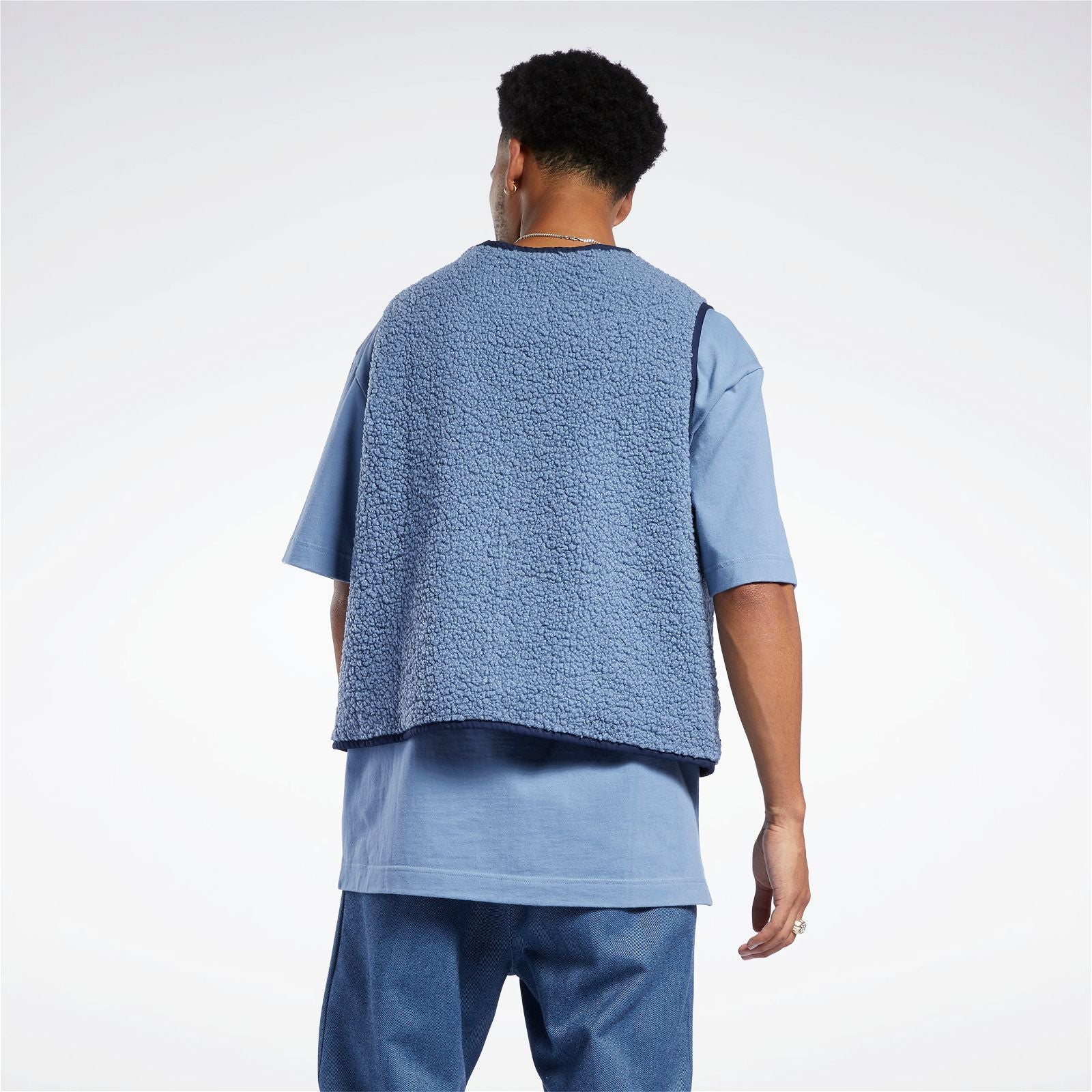 Reebok Classics Sherpa Vest Gilet - Blue - ViaductClothing - -
