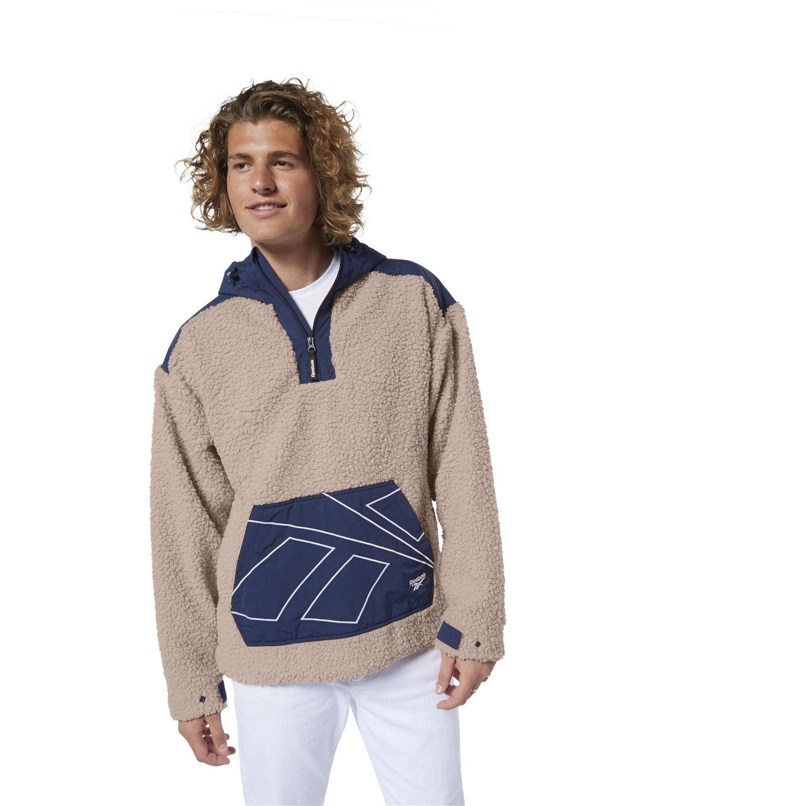 Reebok Classics Vector Sherpa Fleece Jacket - Navy - ViaductClothing - -