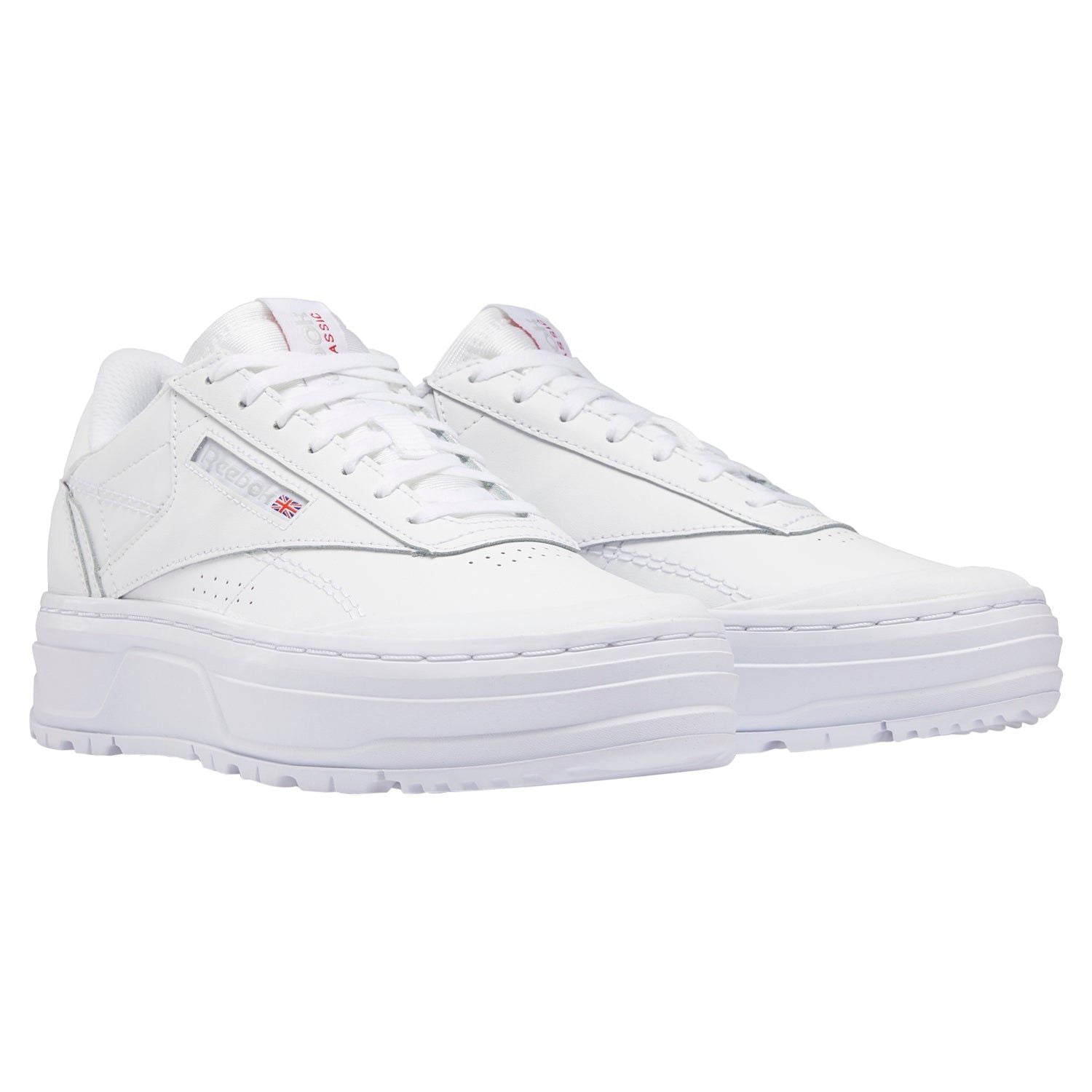 Reebok Womens Club C Double Geo Platform Shoes - White - ViaductClothing - -