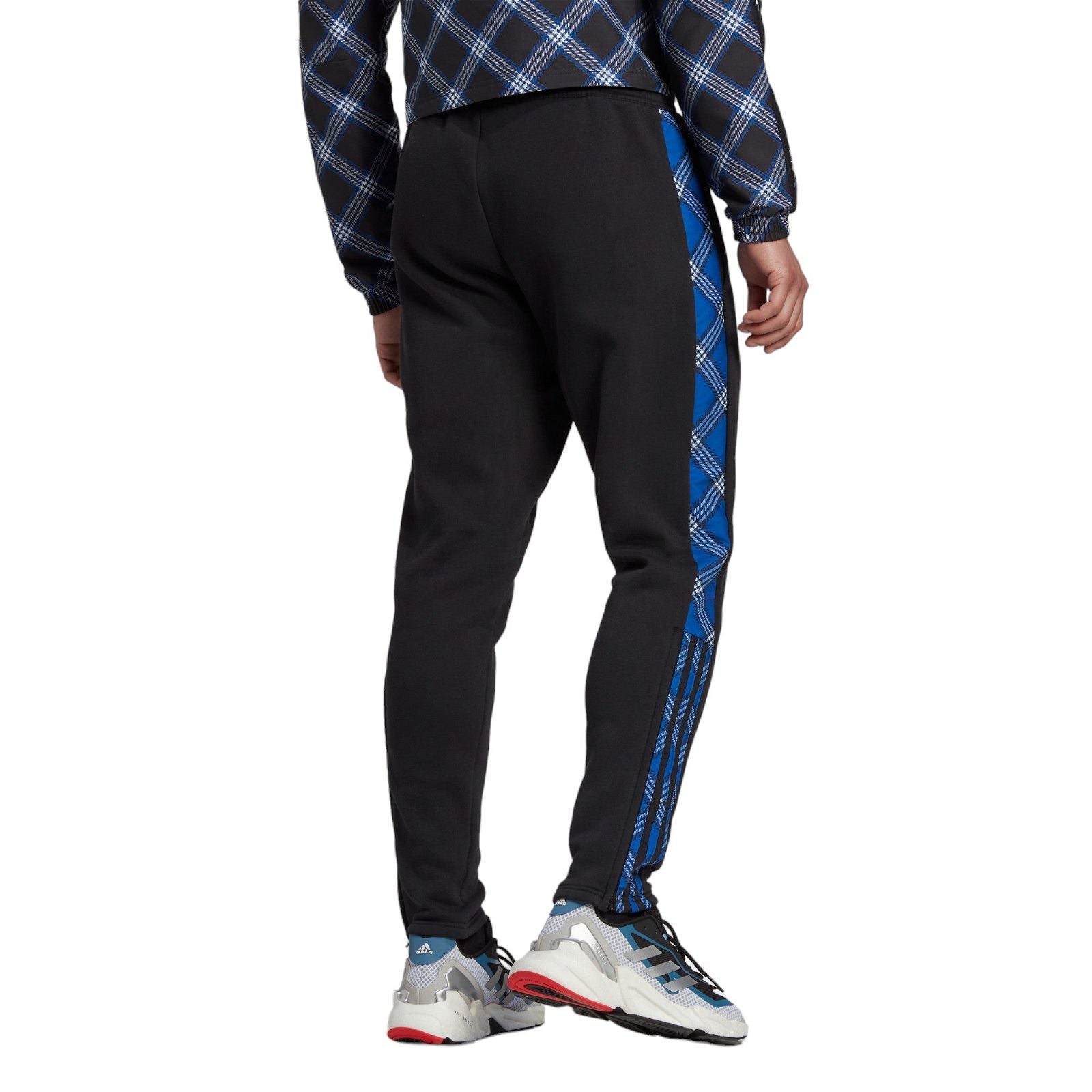 adidas Tiro Winterized Tartan Tracksuit Bottoms - Black / Royal Blue - ViaductClothing - -