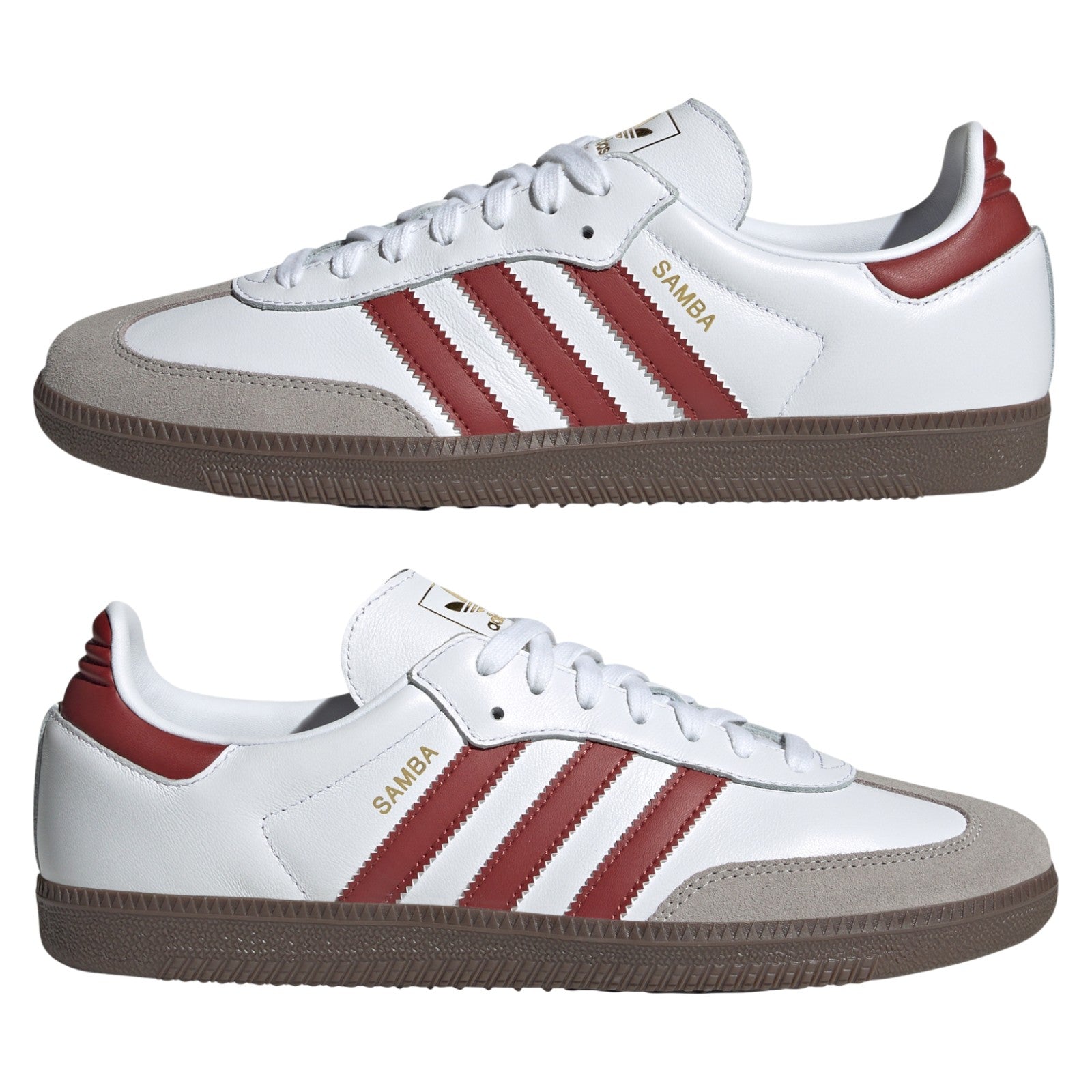 adidas Originals Womens Samba OG Shoes - Cloud White / Preloved Ruby