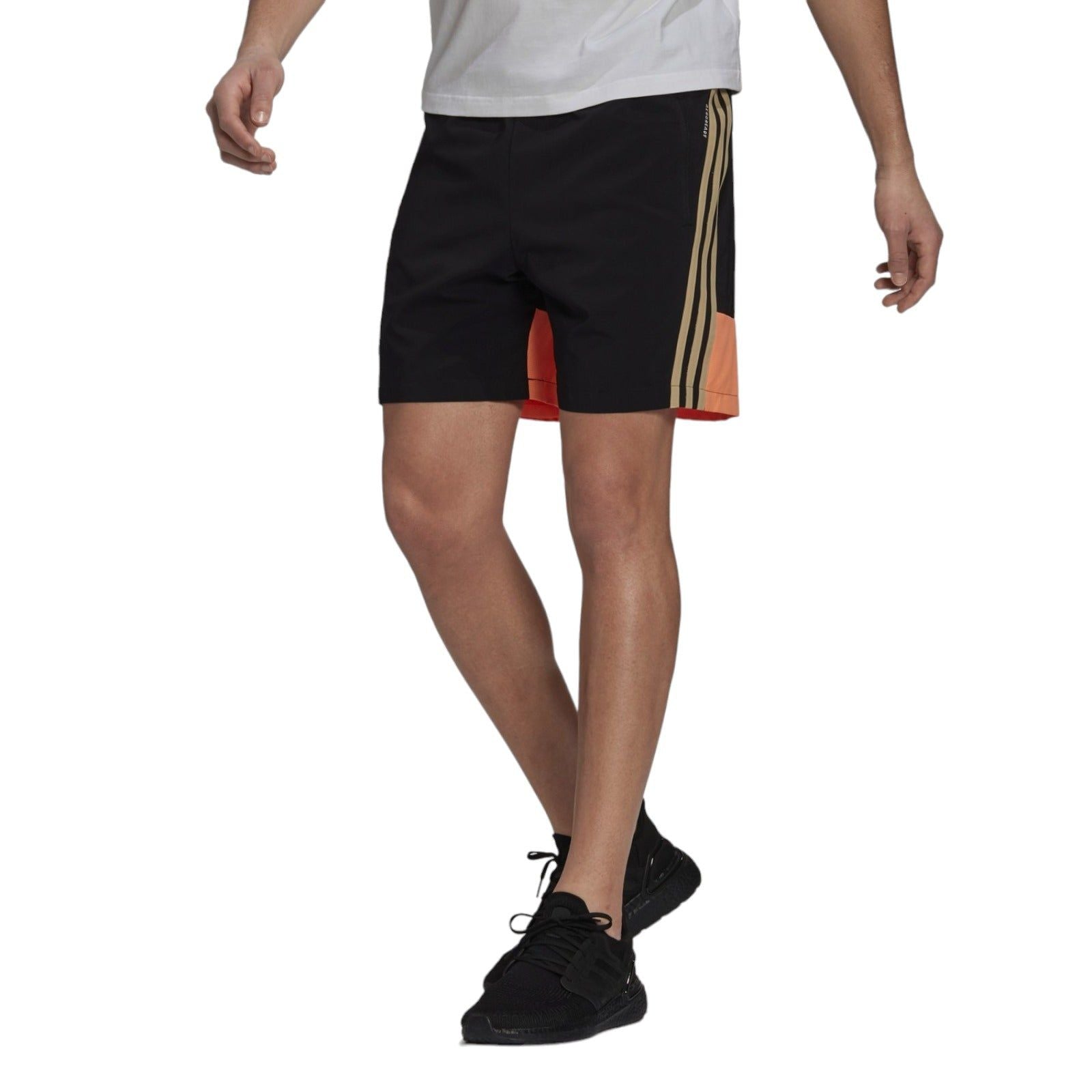 adidas Sportswear Woven 3-Stripes Shorts - Black / Screaming Orange - ViaductClothing - -