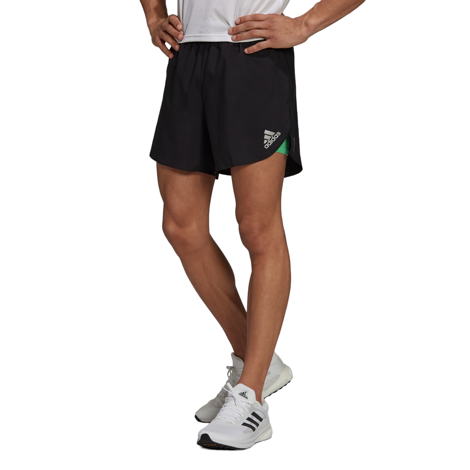 adidas Fast 2-in-1 Primeblue Shorts - Black / Semi Screaming Green - ViaductClothing - -