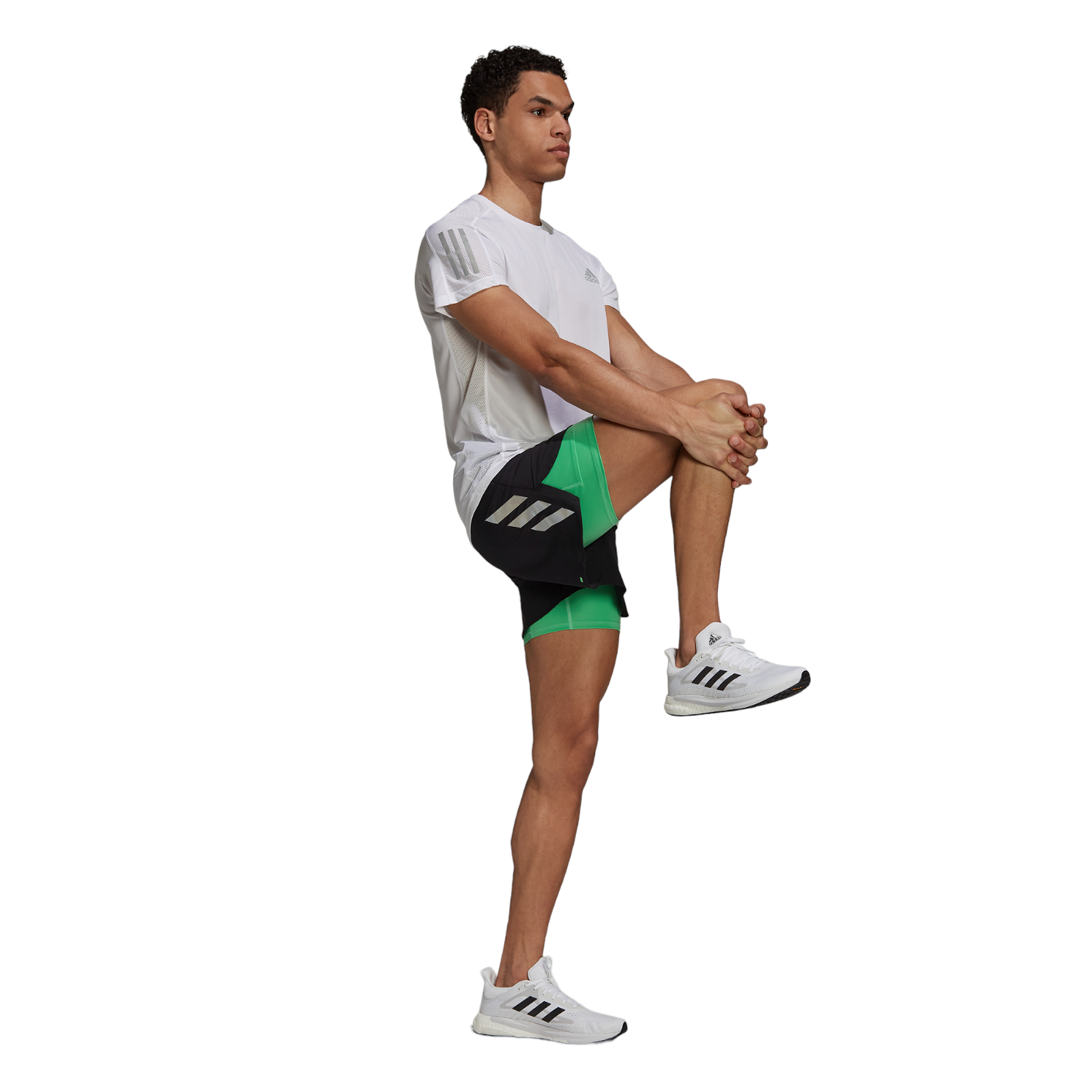 adidas Fast 2-in-1 Primeblue Shorts - Black / Semi Screaming Green - ViaductClothing - -
