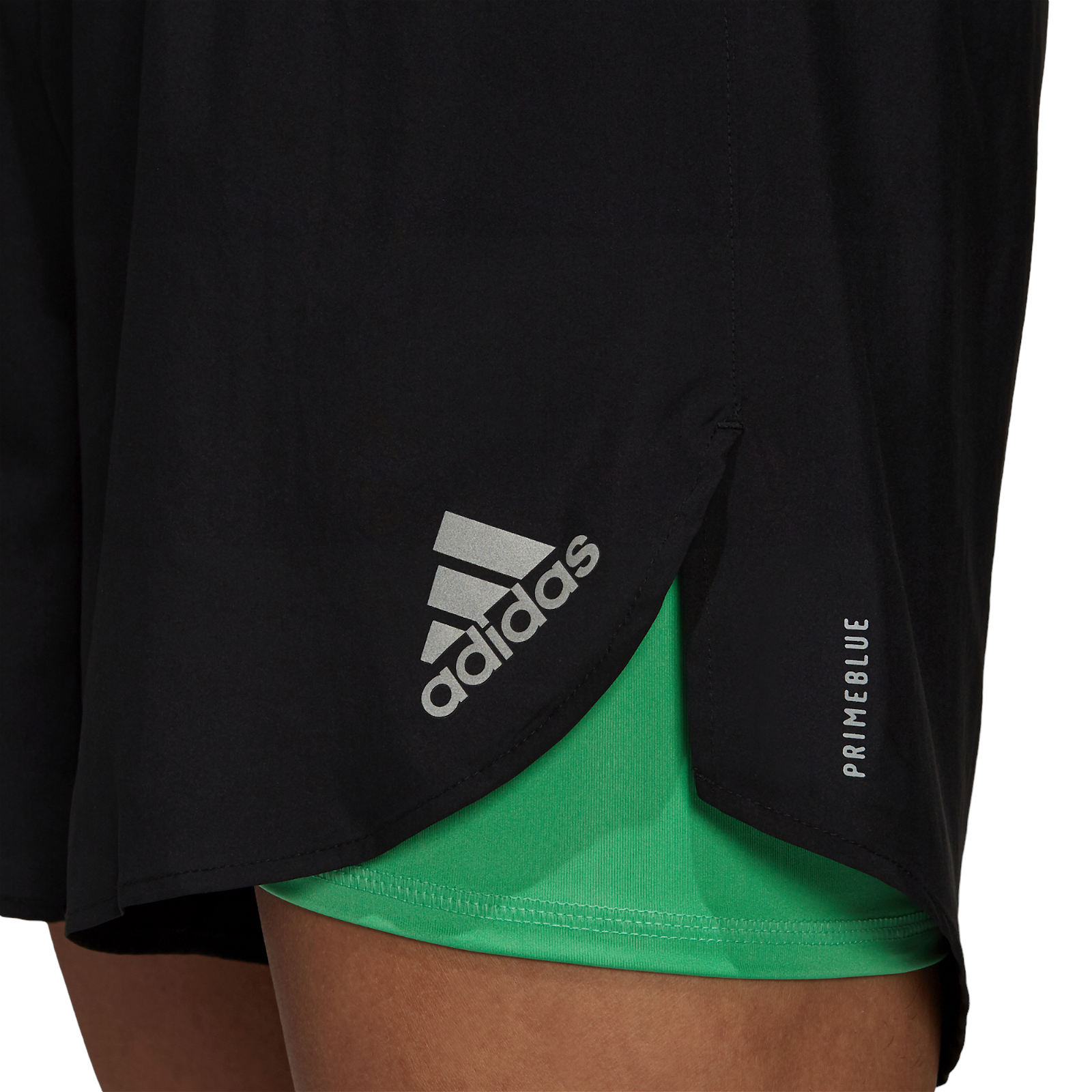 adidas Fast 2-in-1 Primeblue Shorts - Black / Semi Screaming Green - ViaductClothing - -