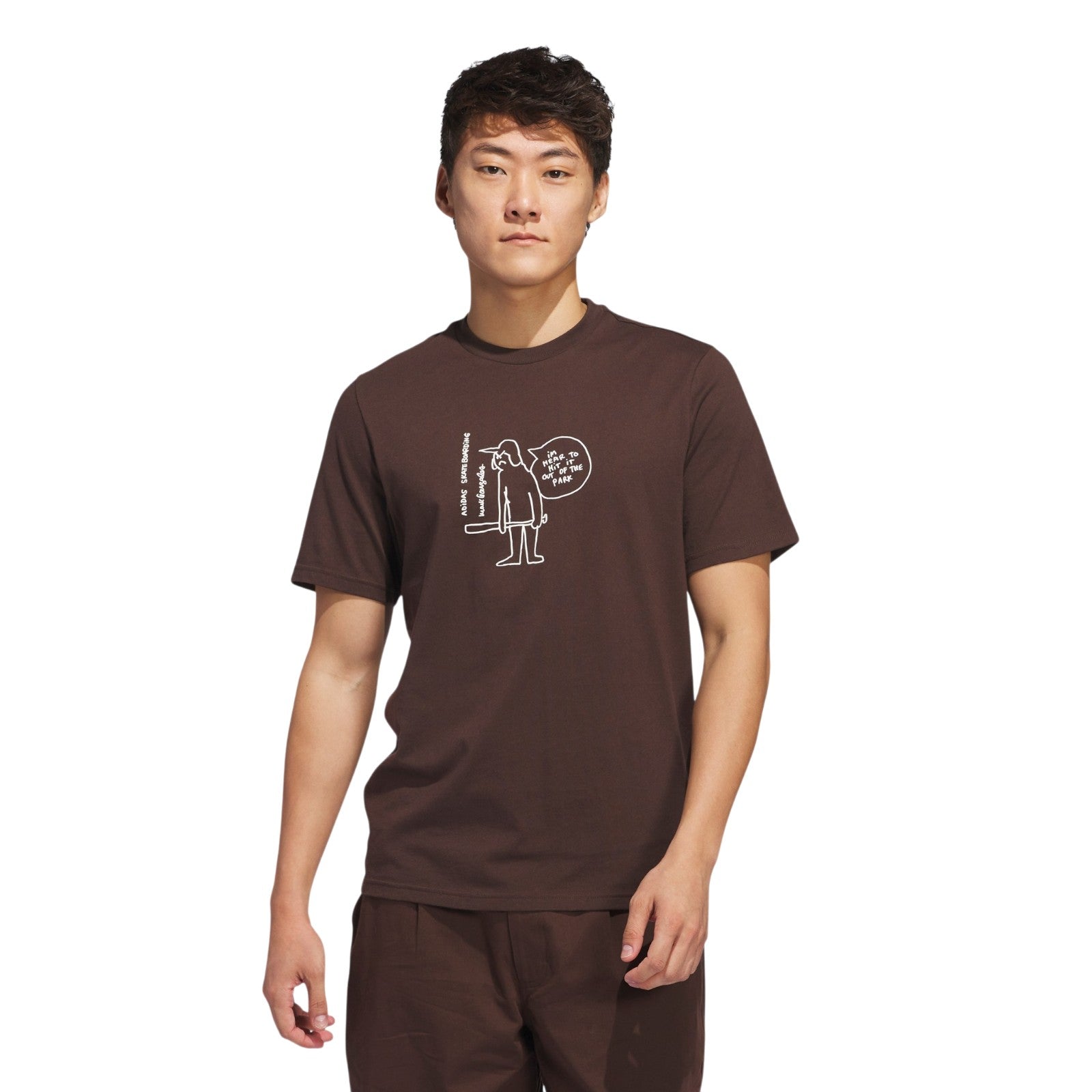 adidas Originals Unisex Shmoofoil Out of the Park T-Shirt - Dark Brown / Core White
