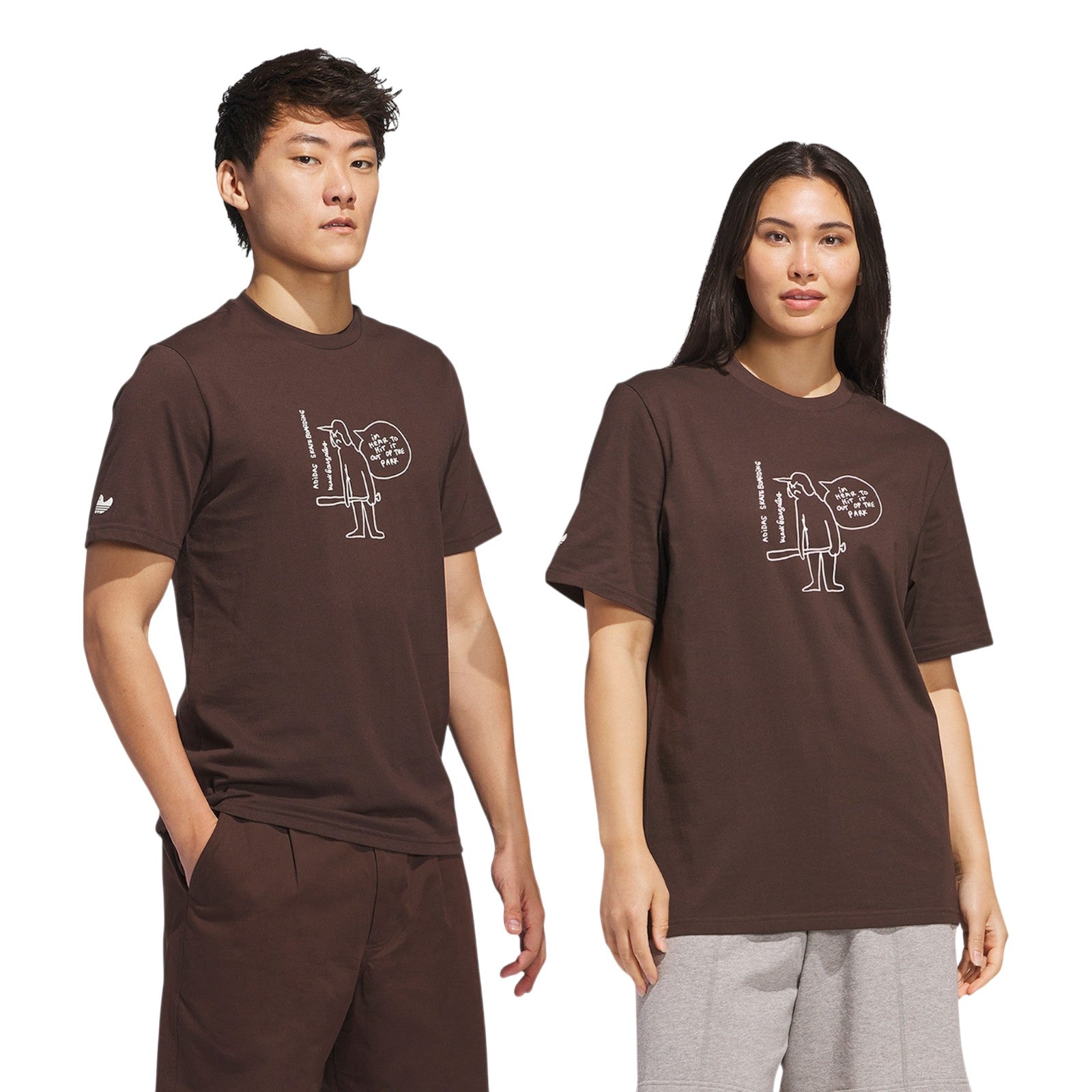 adidas Originals Unisex Shmoofoil Out of the Park T-Shirt - Dark Brown / Core White