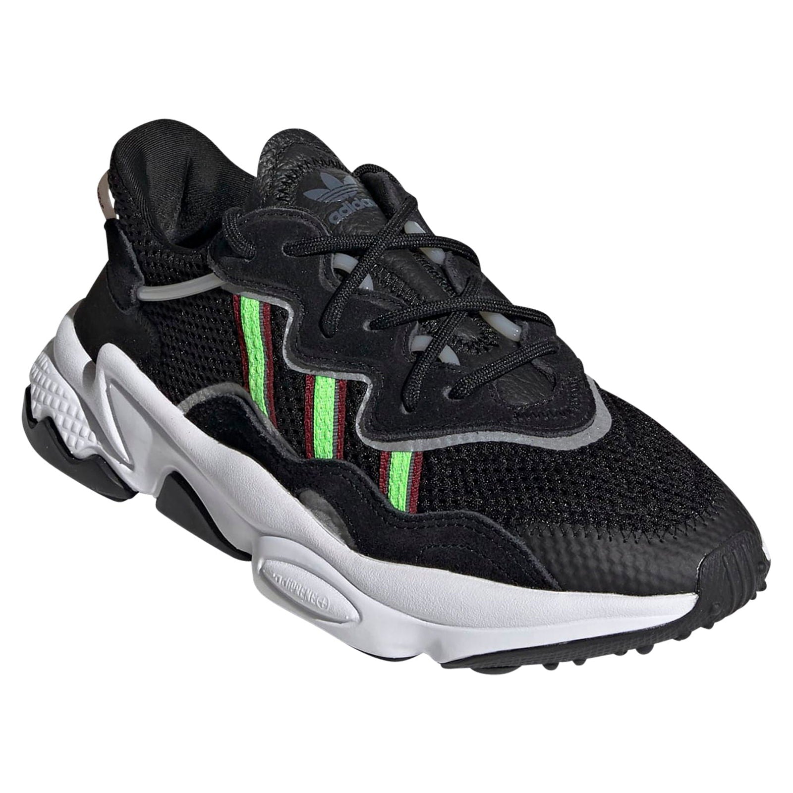 adidas Originals Junior Ozweego Shoes - Core Black / Solar Green - ViaductClothing - -