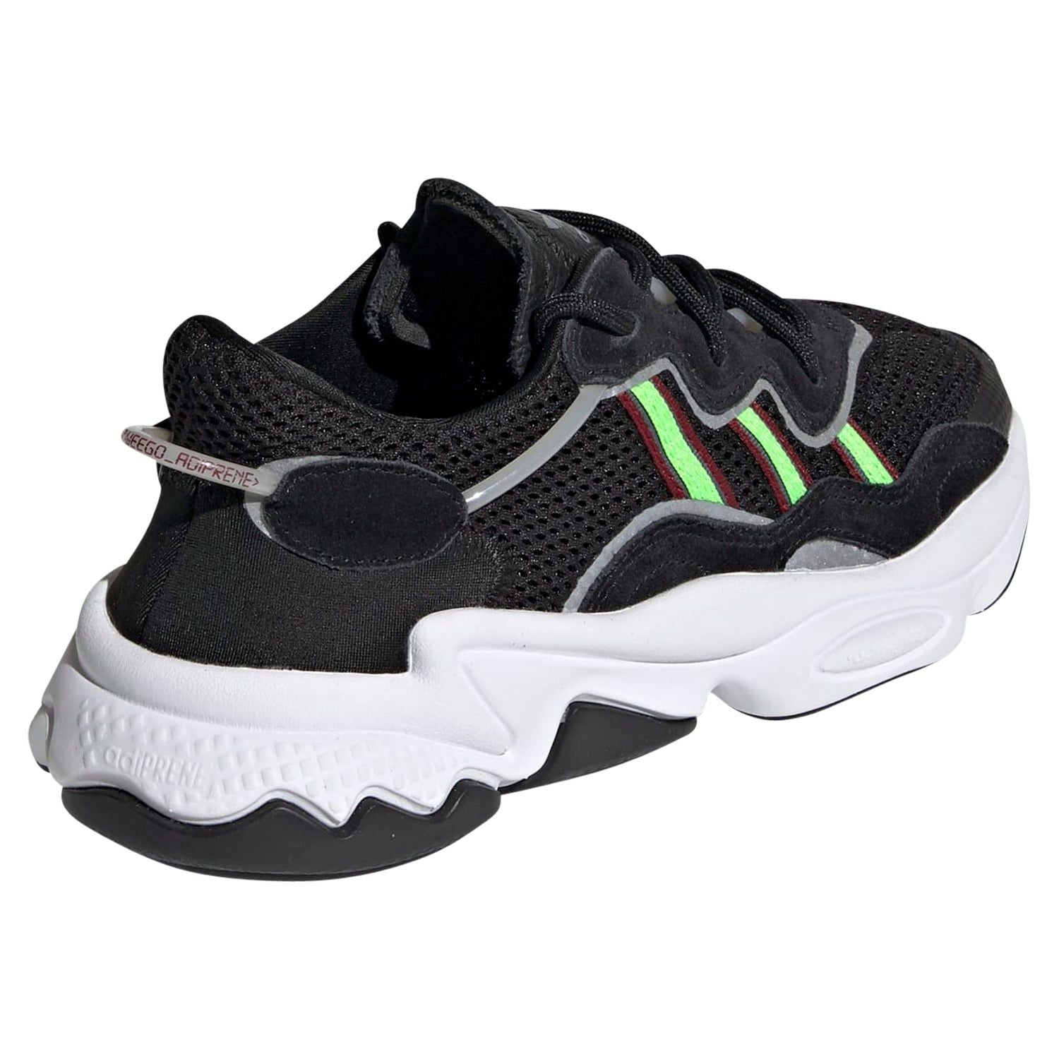 adidas Originals Junior Ozweego Shoes - Core Black / Solar Green - ViaductClothing - -