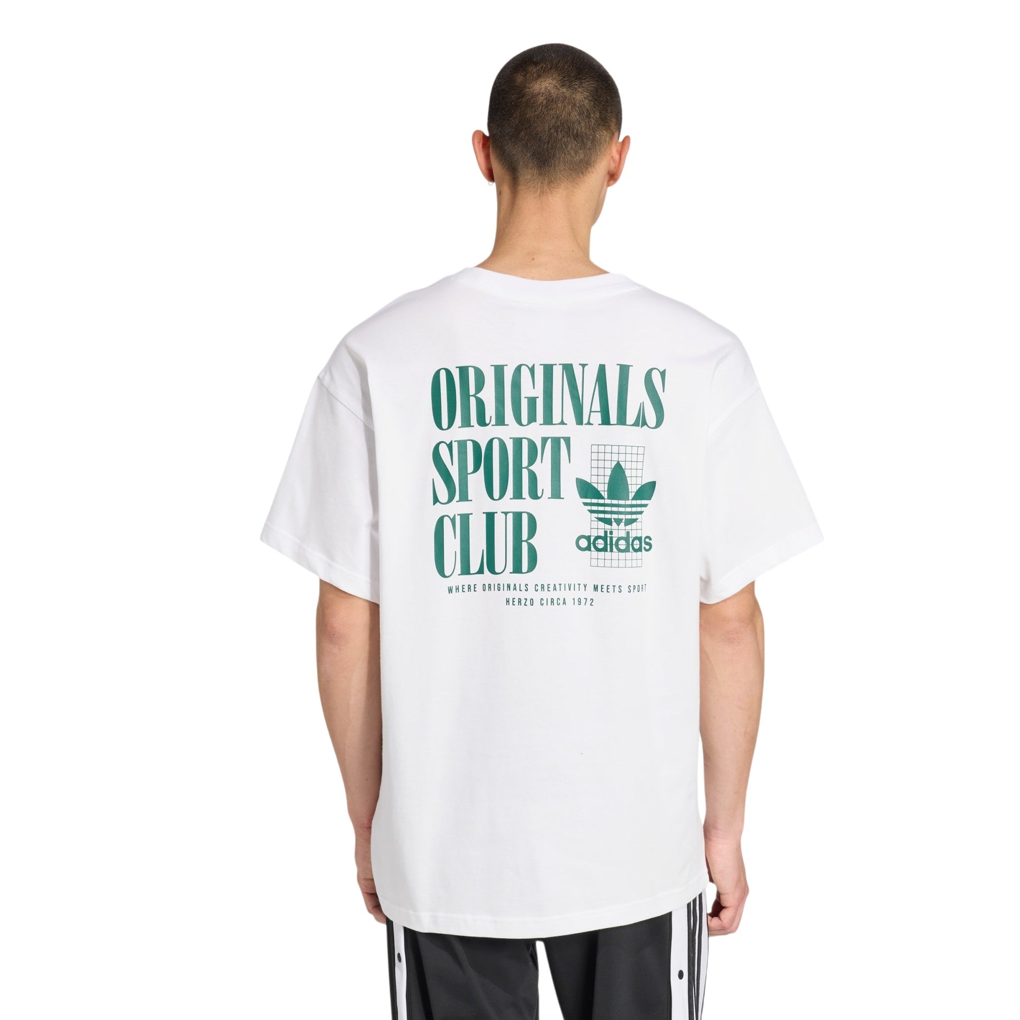 adidas Originals Sport Club Graphic Oversized T-Shirt - White