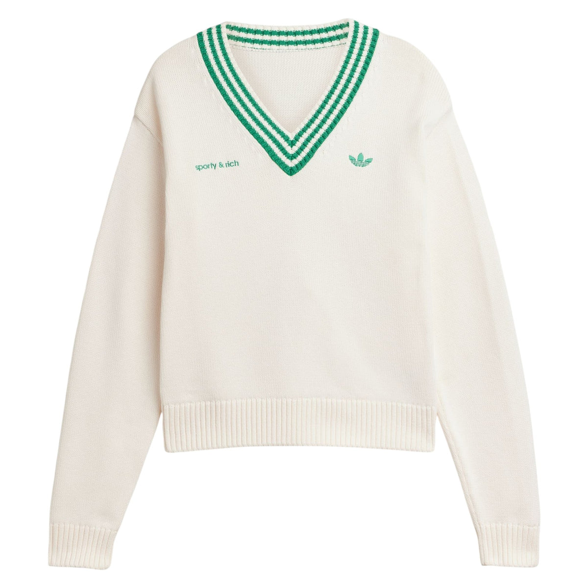 adidas Originals Women's Sporty & Rich V-Neck Sweater - White