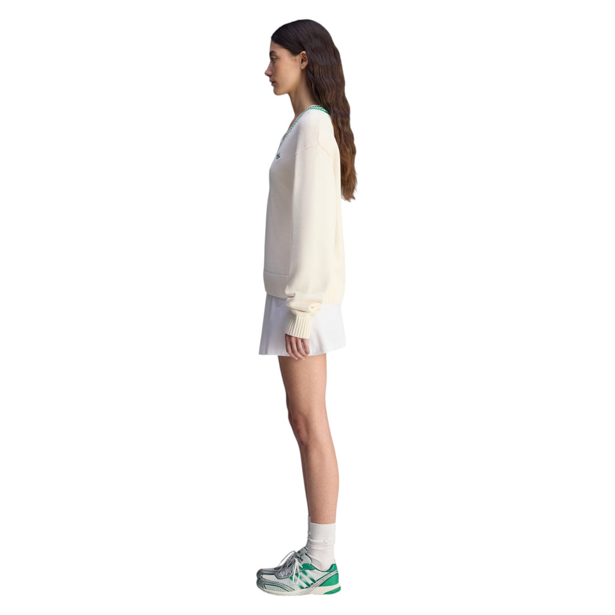 adidas Originals Women's Sporty & Rich V-Neck Sweater - White