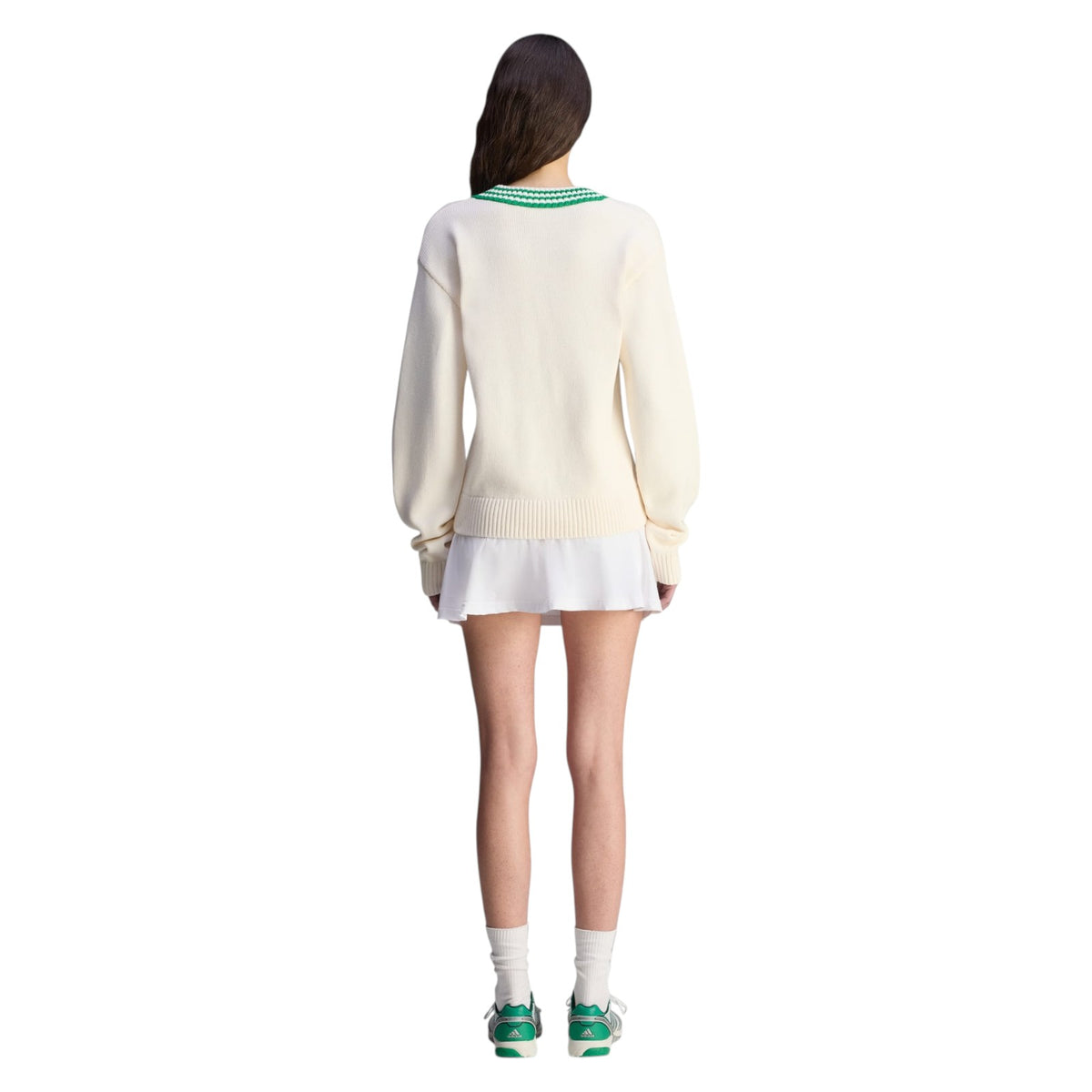 adidas Originals Women's Sporty & Rich V-Neck Sweater - White