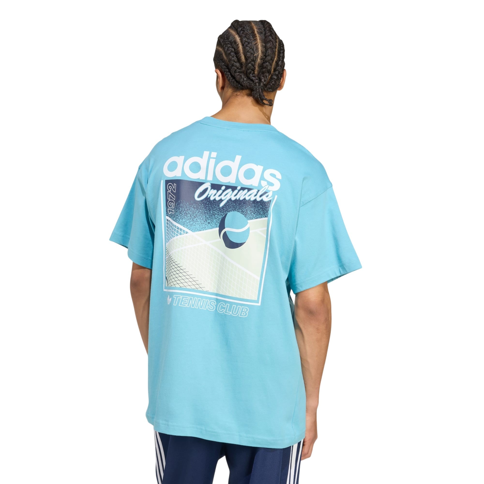 adidas Originals Tennis Retro Graphic Crew Neck T Shirt - Preloved Blue