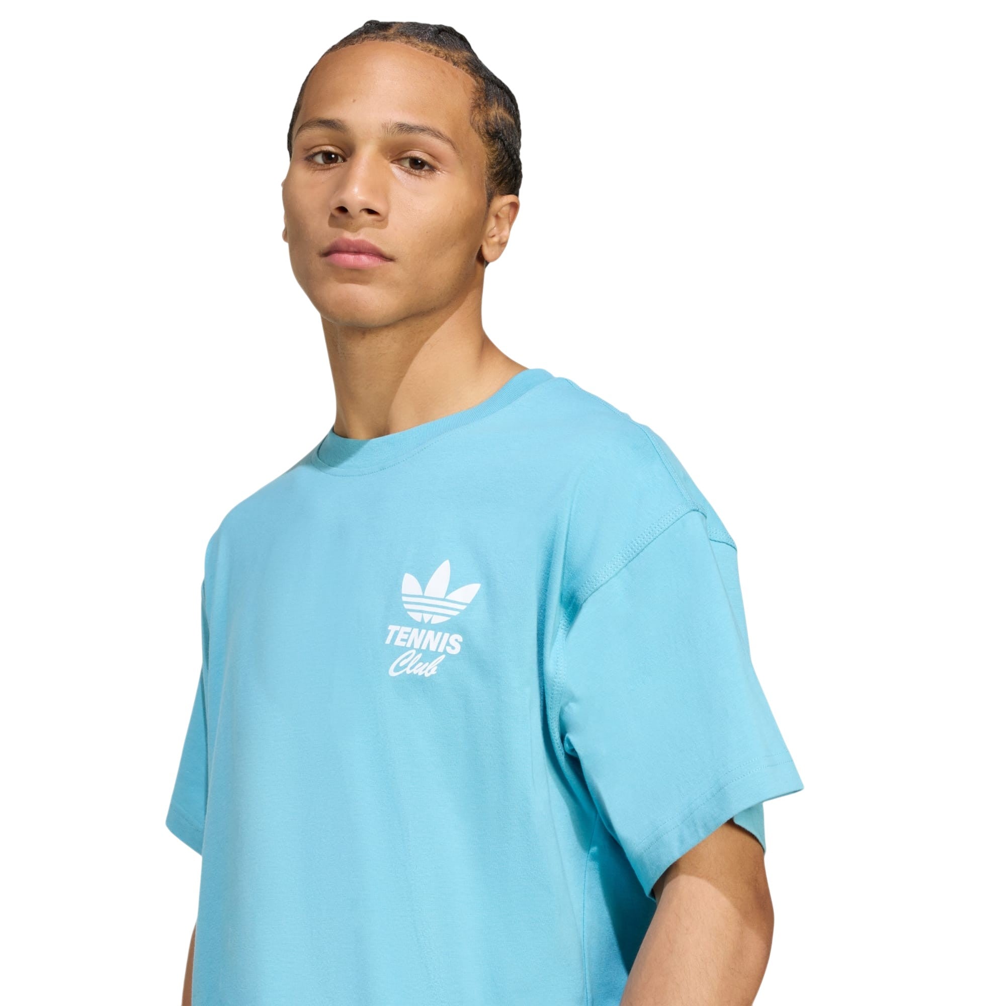 adidas Originals Tennis Retro Graphic Crew Neck T Shirt - Preloved Blue