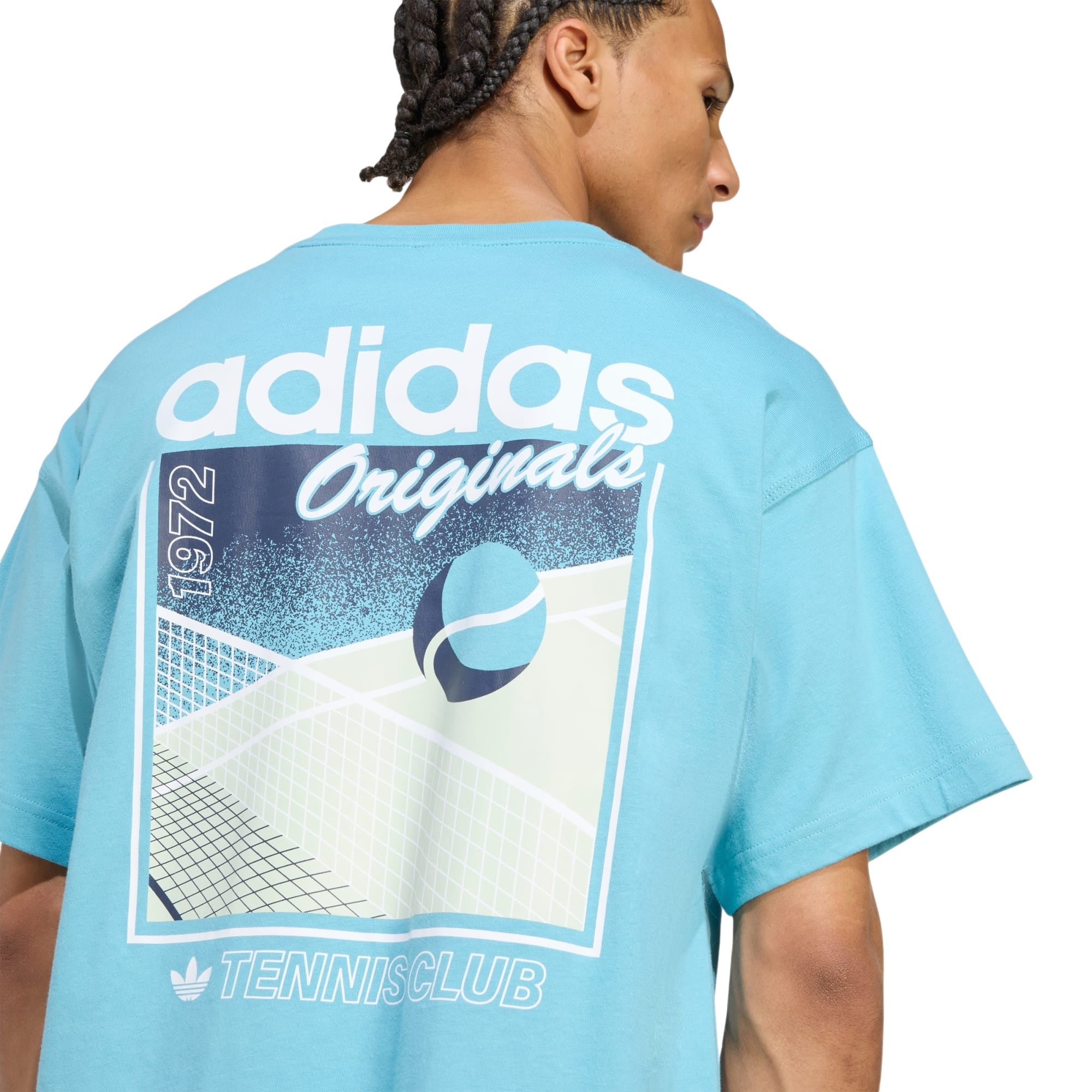 adidas Originals Tennis Retro Graphic Crew Neck T Shirt - Preloved Blue