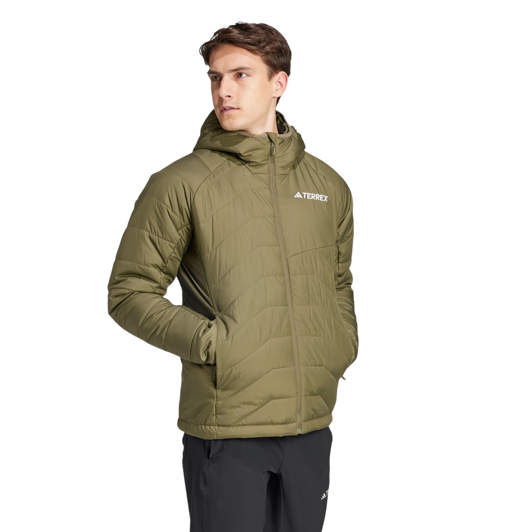 adidas Men's Terrex Multi Synthetic Insulated Hooded Jacket - Olive Strata