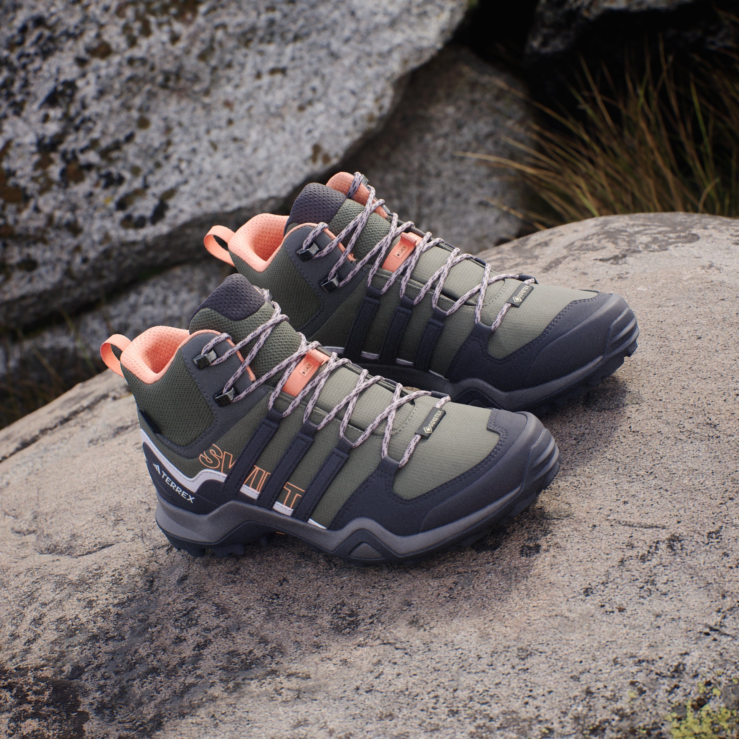 adidas Women's Terrex Swift R2 Mid GORE-TEX Hiking Trainers - Olive Strata