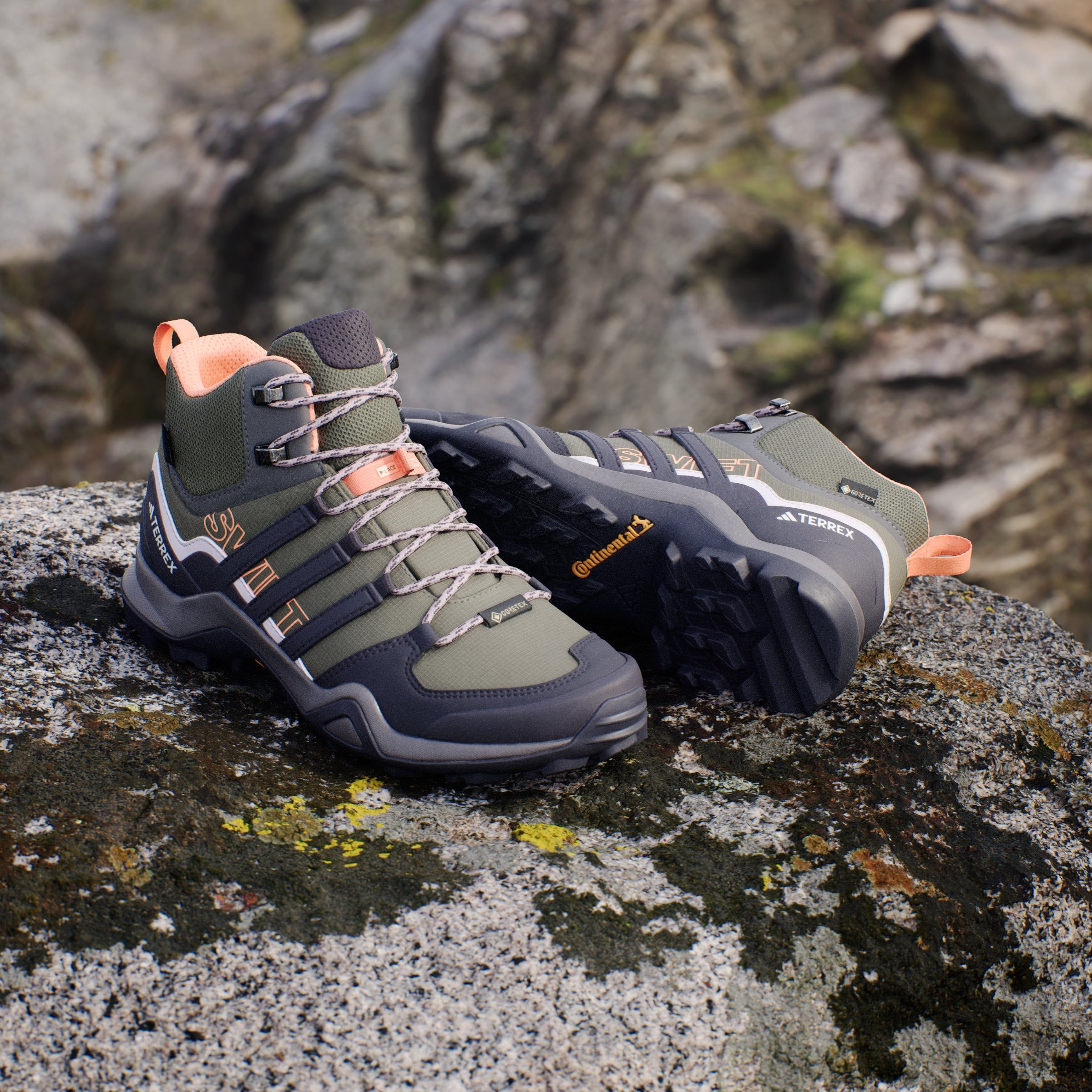 adidas Women's Terrex Swift R2 Mid GORE-TEX Hiking Trainers - Olive Strata