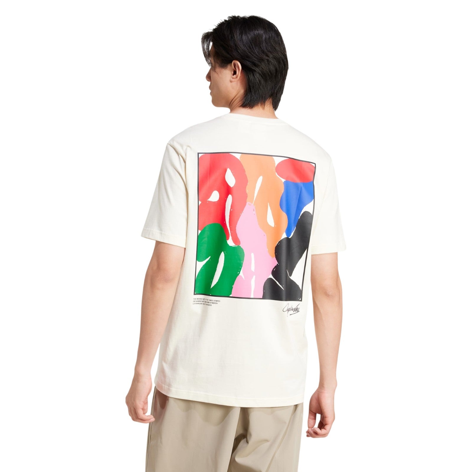adidas Originals Men's Fashion Arty Graphic T-Shirt - Cream White