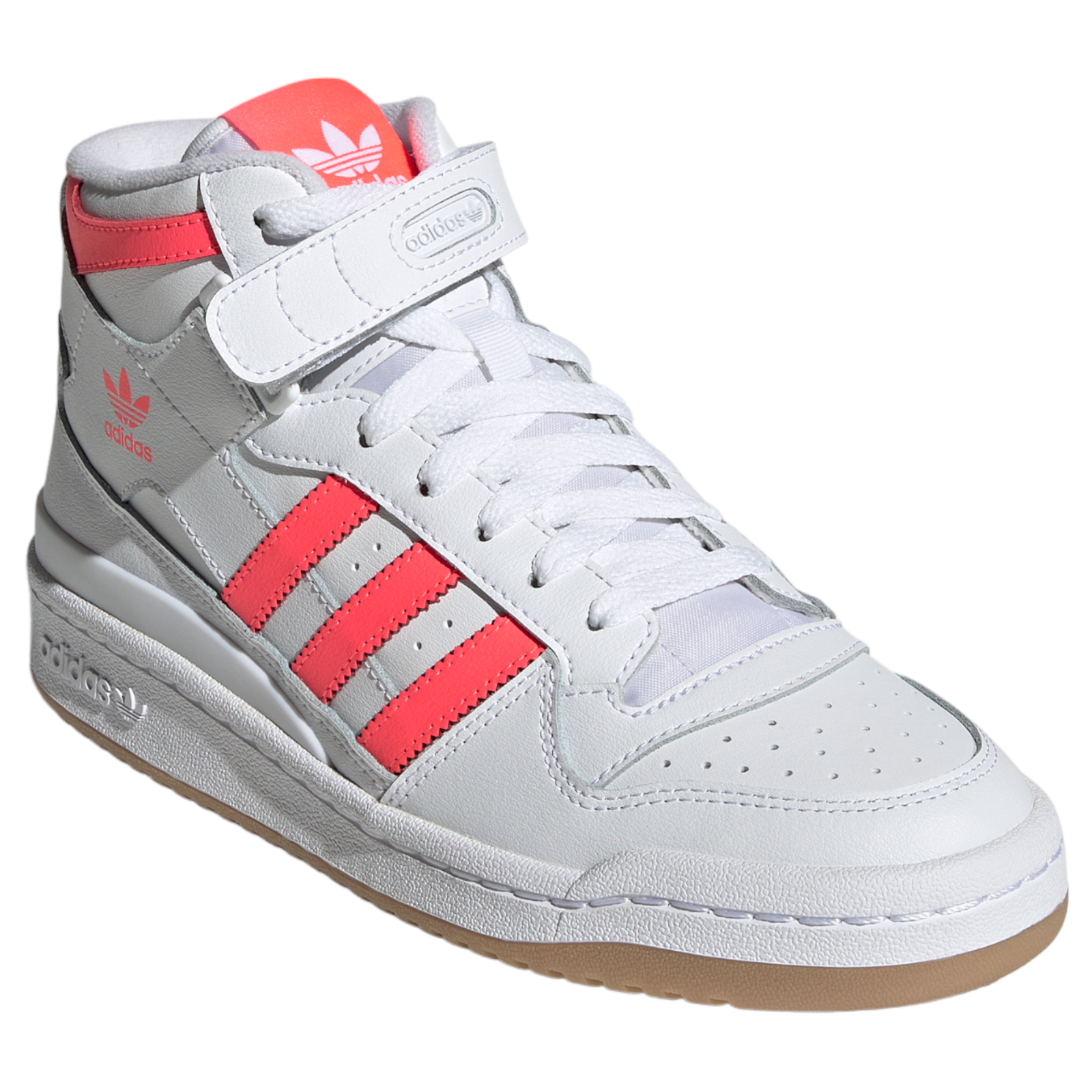adidas Originals Womens Forum Mid Shoes - White / Turbo Pink - ViaductClothing - -