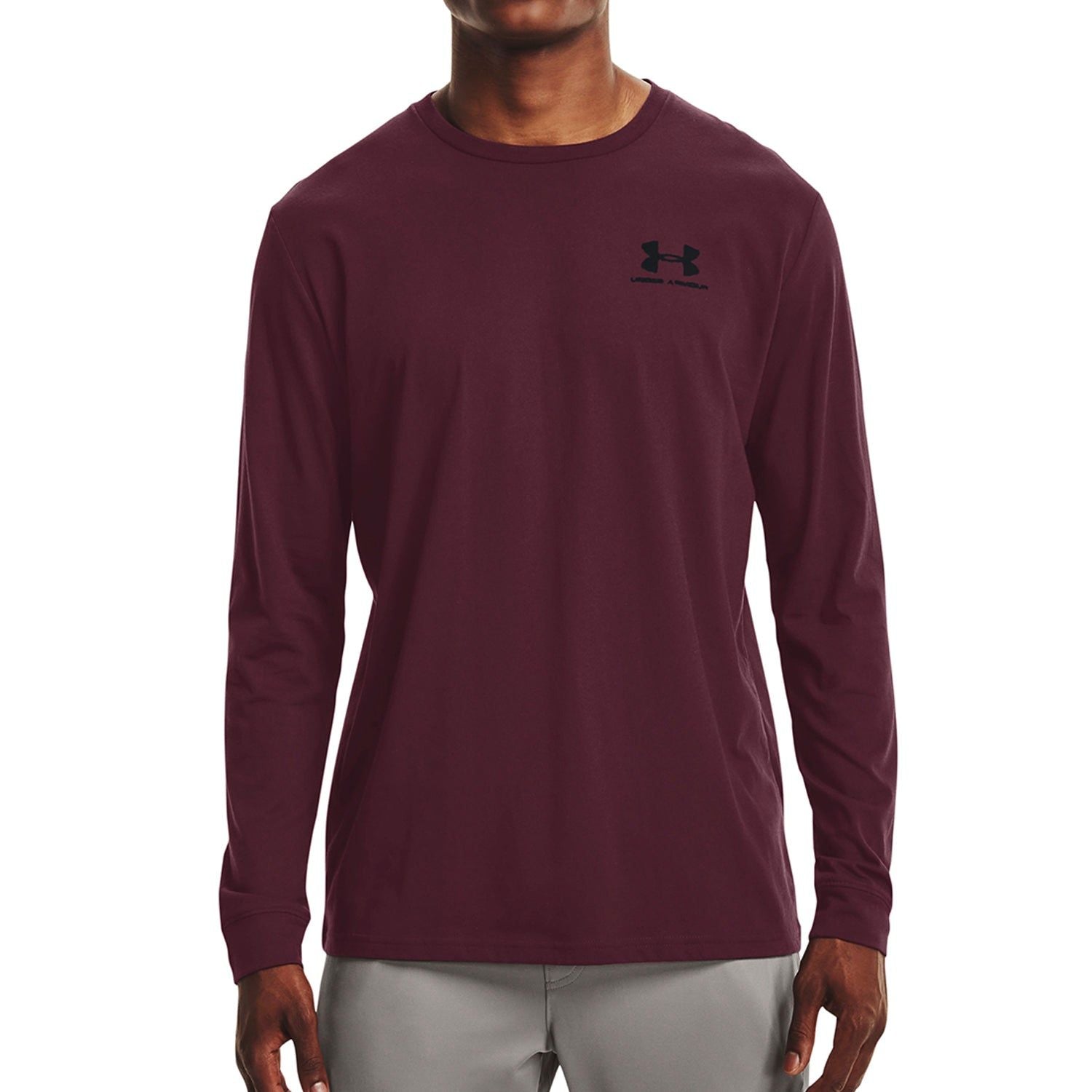 Under Armour Sportstyle Left Chest Long Sleeve Tee - Burgundy - ViaductClothing - -