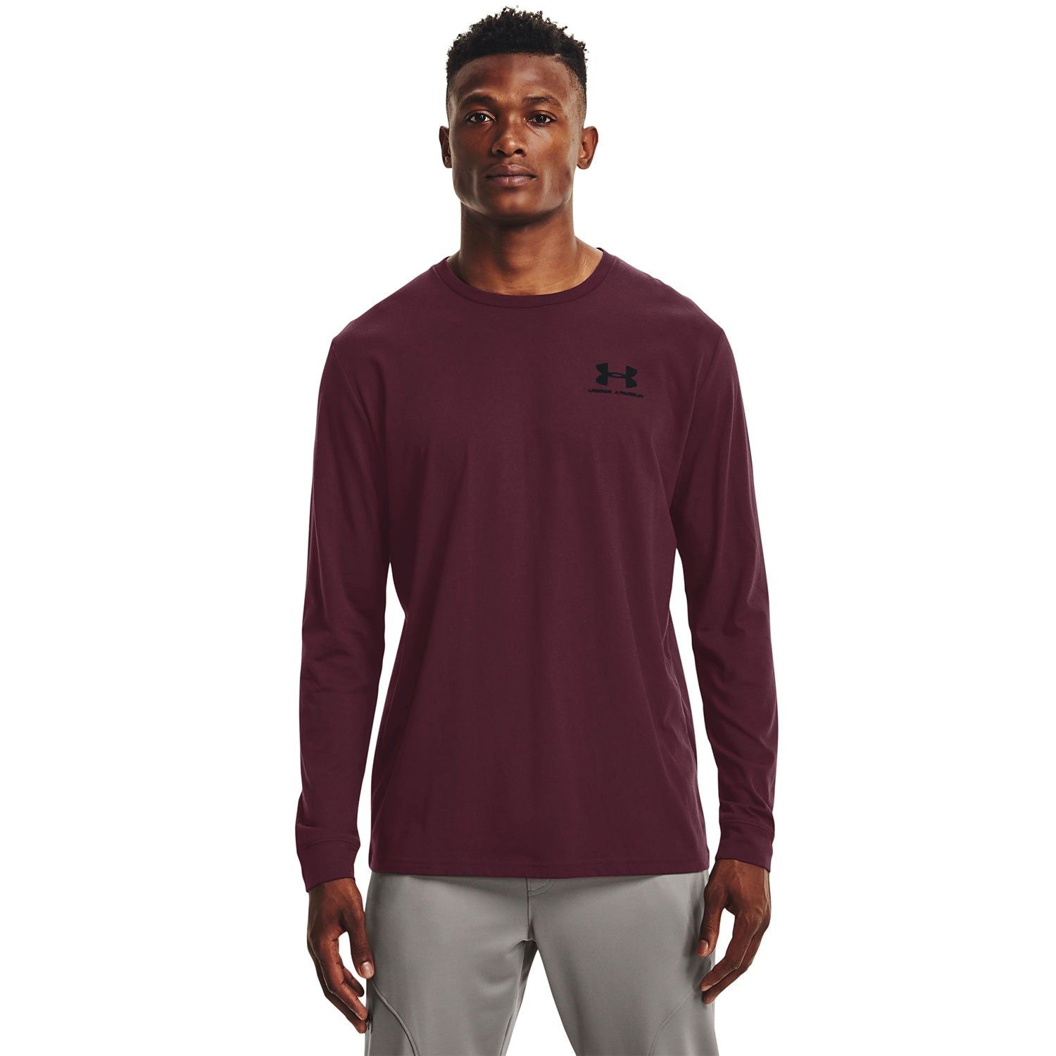 Under Armour Sportstyle Left Chest Long Sleeve Tee - Burgundy - ViaductClothing - -
