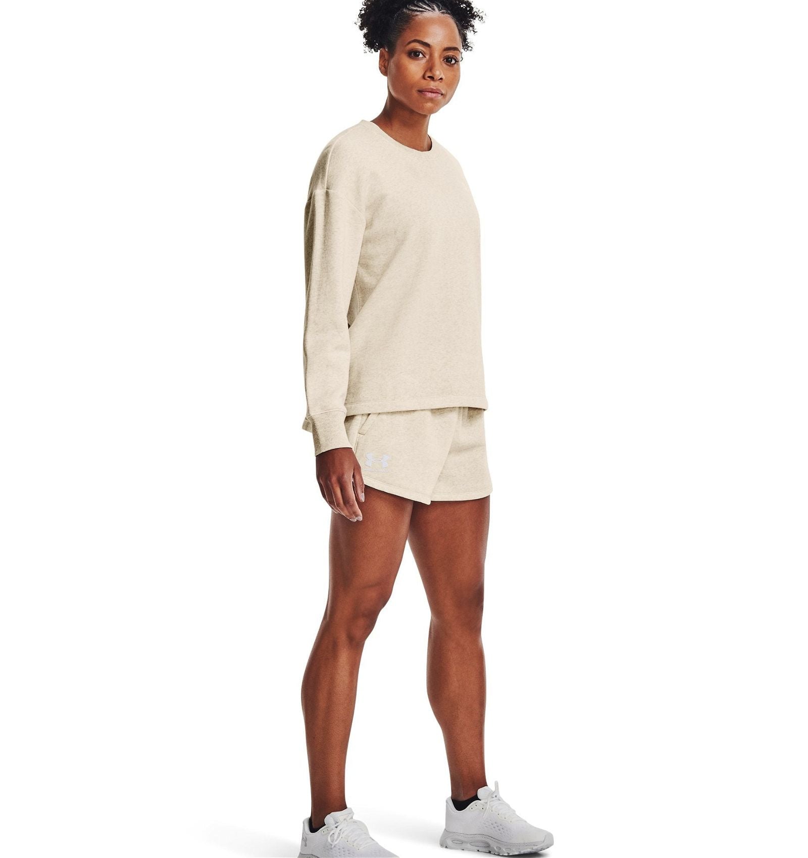 Under Armour Women's Rival Fleece Shorts - Oatmeal - ViaductClothing - -