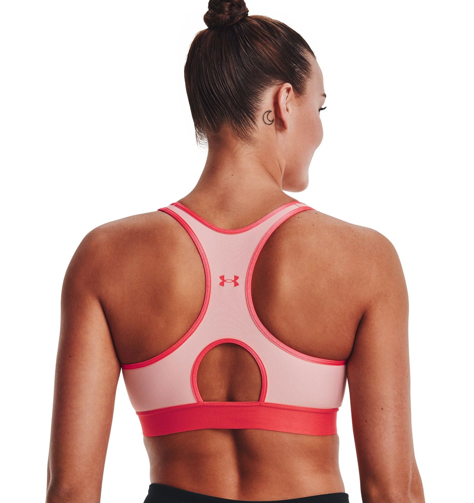 Under Armour Womens HeatGear Mid Keyhole Sports Bra - Pink - ViaductClothing - -