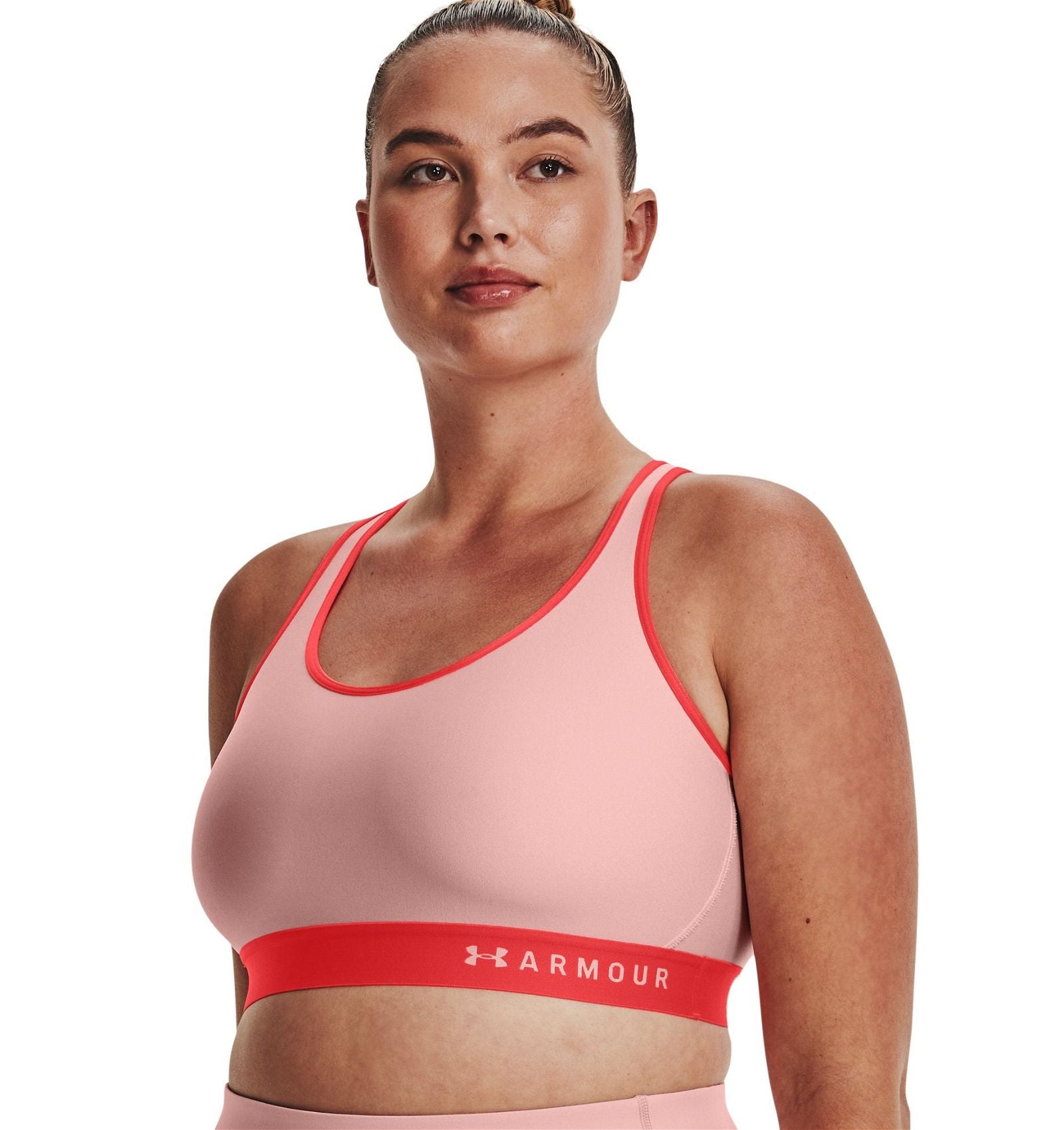 Under Armour Womens HeatGear Mid Keyhole Sports Bra - Pink - ViaductClothing - -