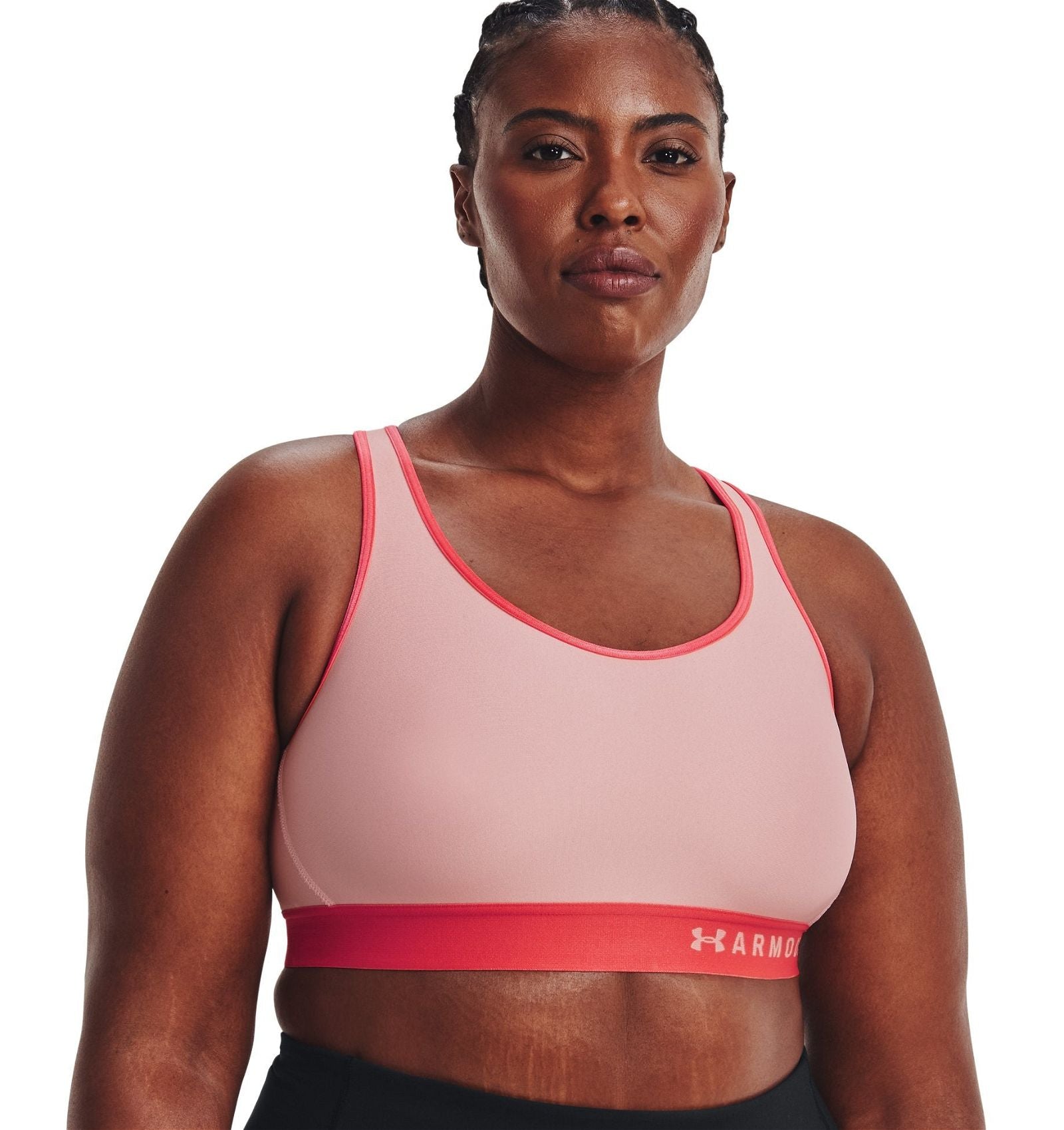 Under Armour Womens HeatGear Mid Keyhole Sports Bra - Pink - ViaductClothing - -