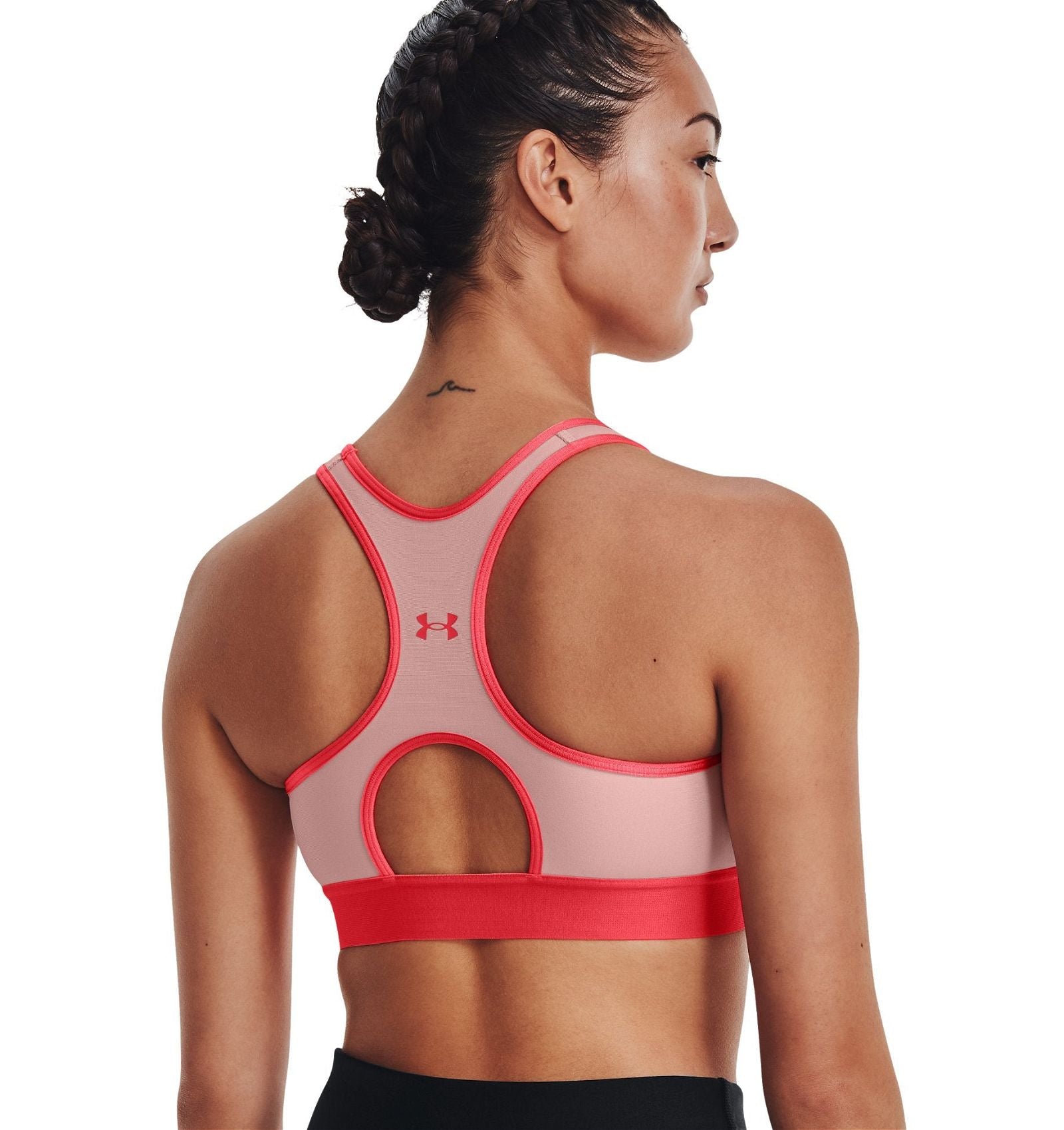 Under Armour Womens HeatGear Mid Keyhole Sports Bra - Pink - ViaductClothing - -