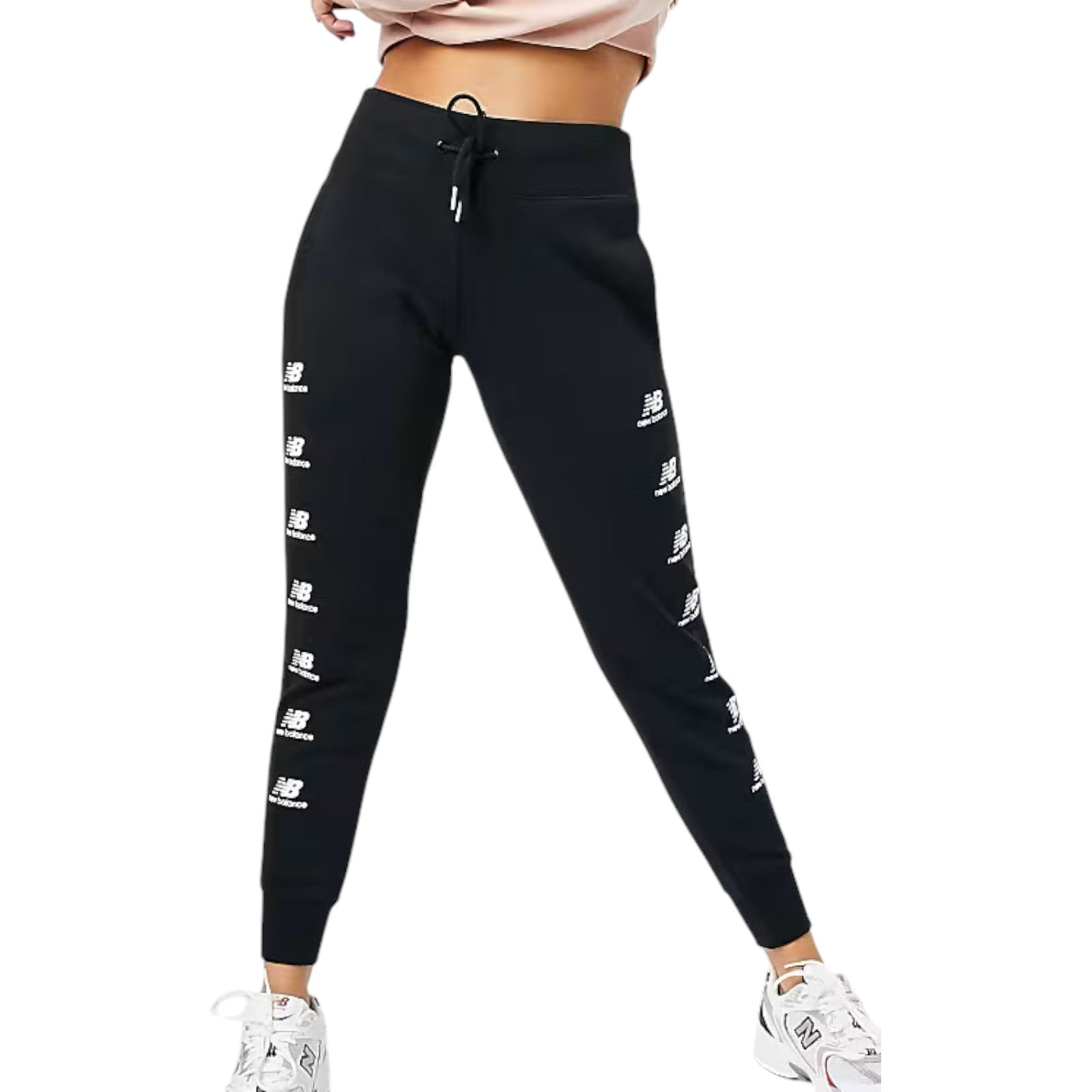 New Balance Womens Stacked Logo Sweatpants - Black