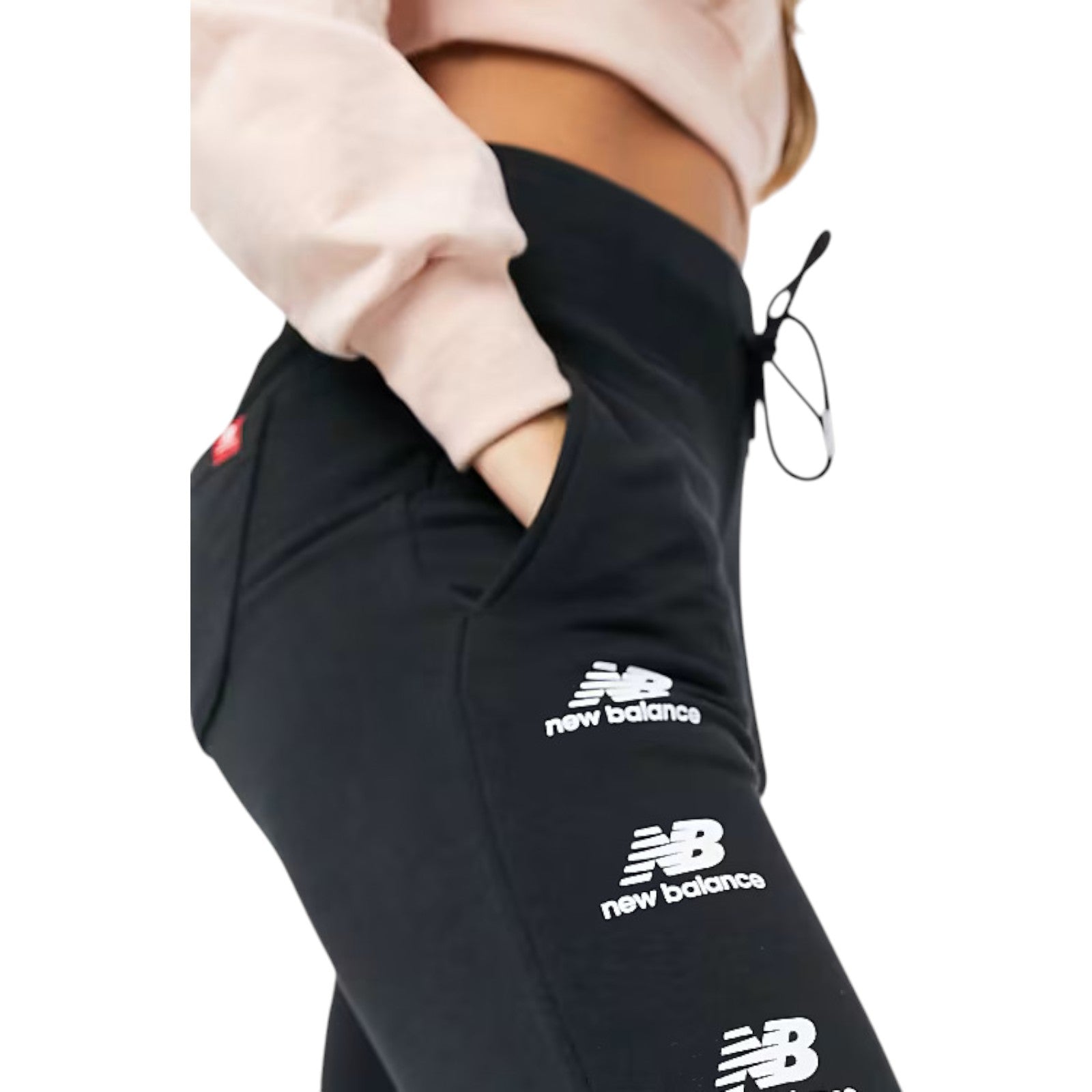New Balance Womens Stacked Logo Sweatpants - Black