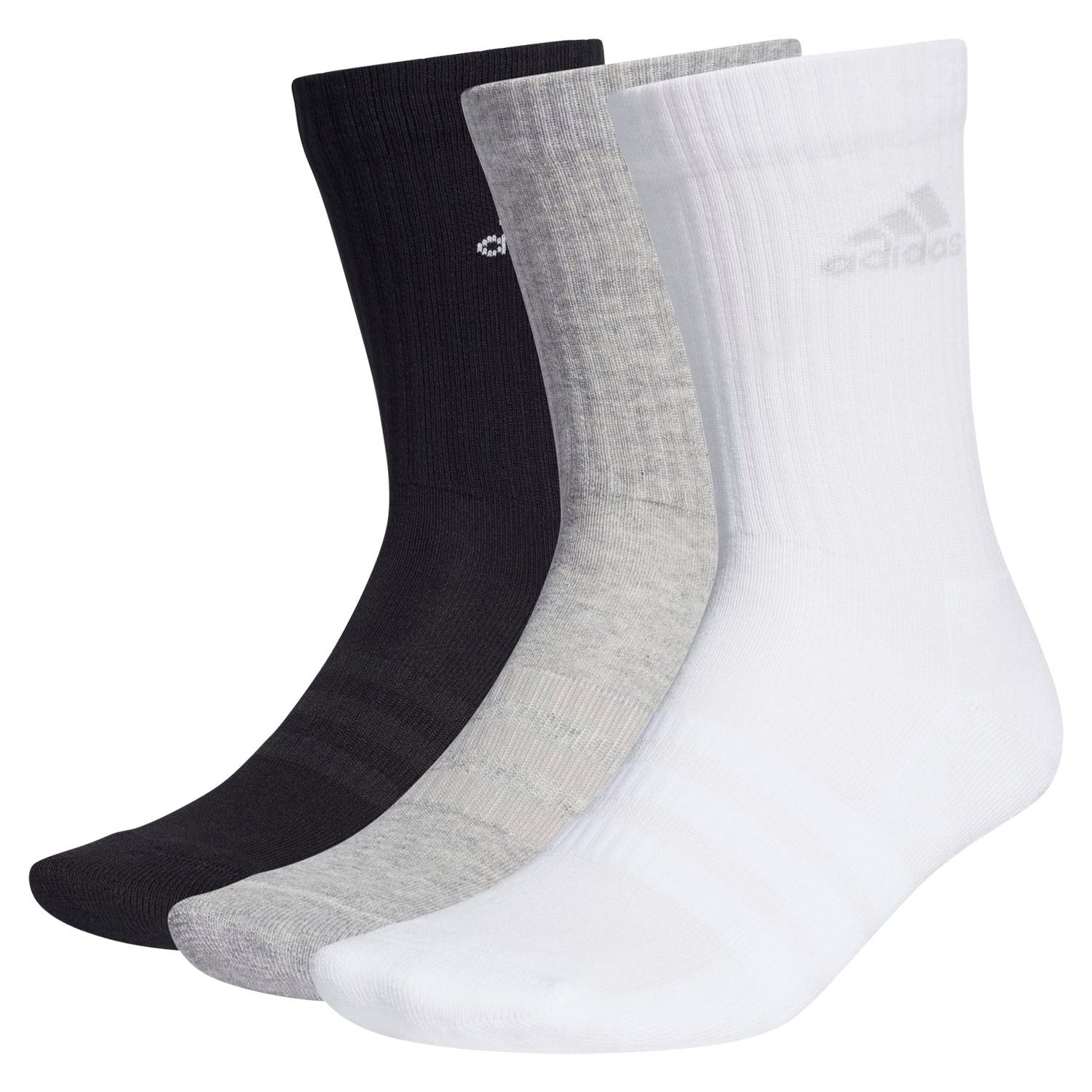 adidas Cushioned Crew Socks 3 Pairs - Black / Grey / White - ViaductClothing - -