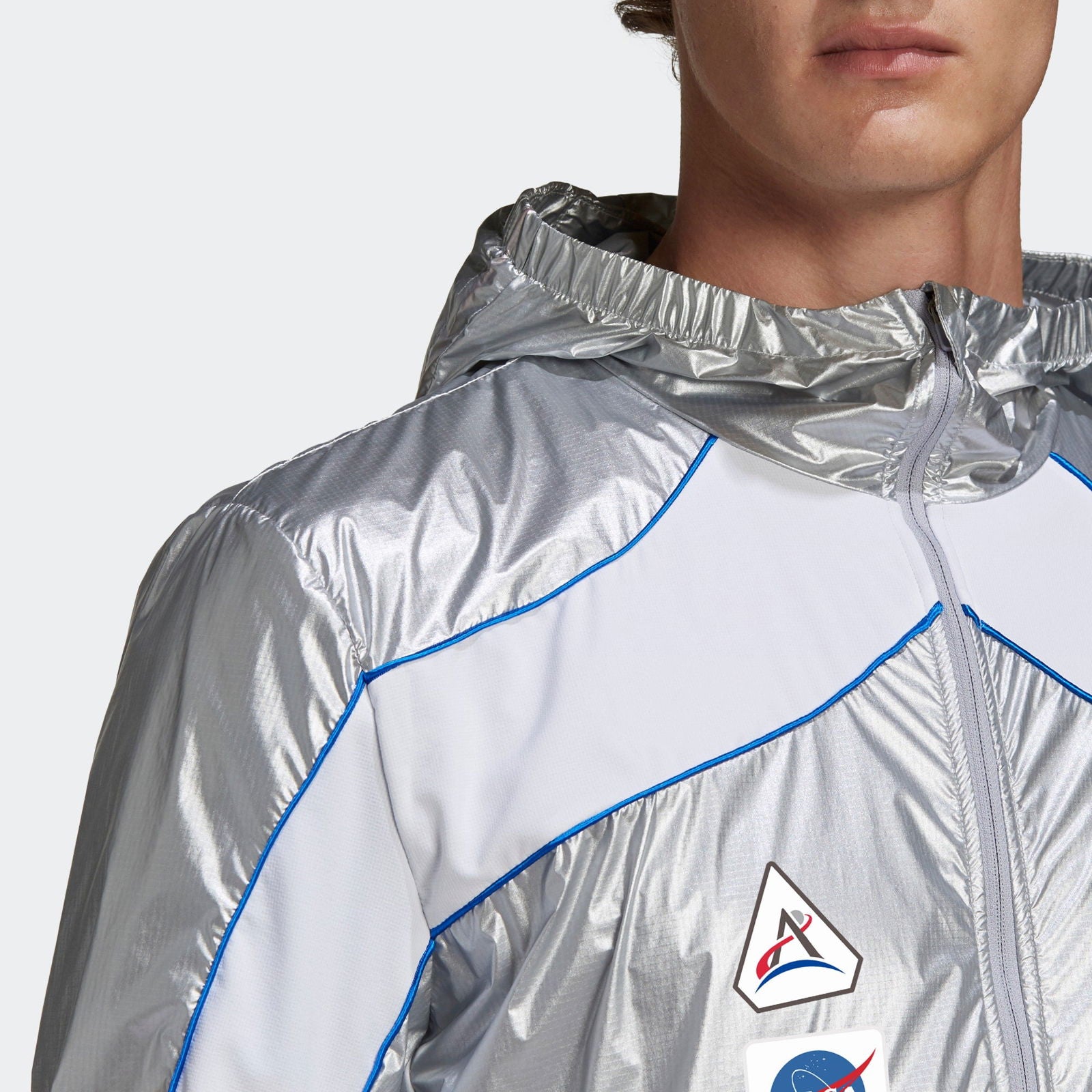 adidas Marathon NASA Space Race Jacket - Matte Silver / White - ViaductClothing - -