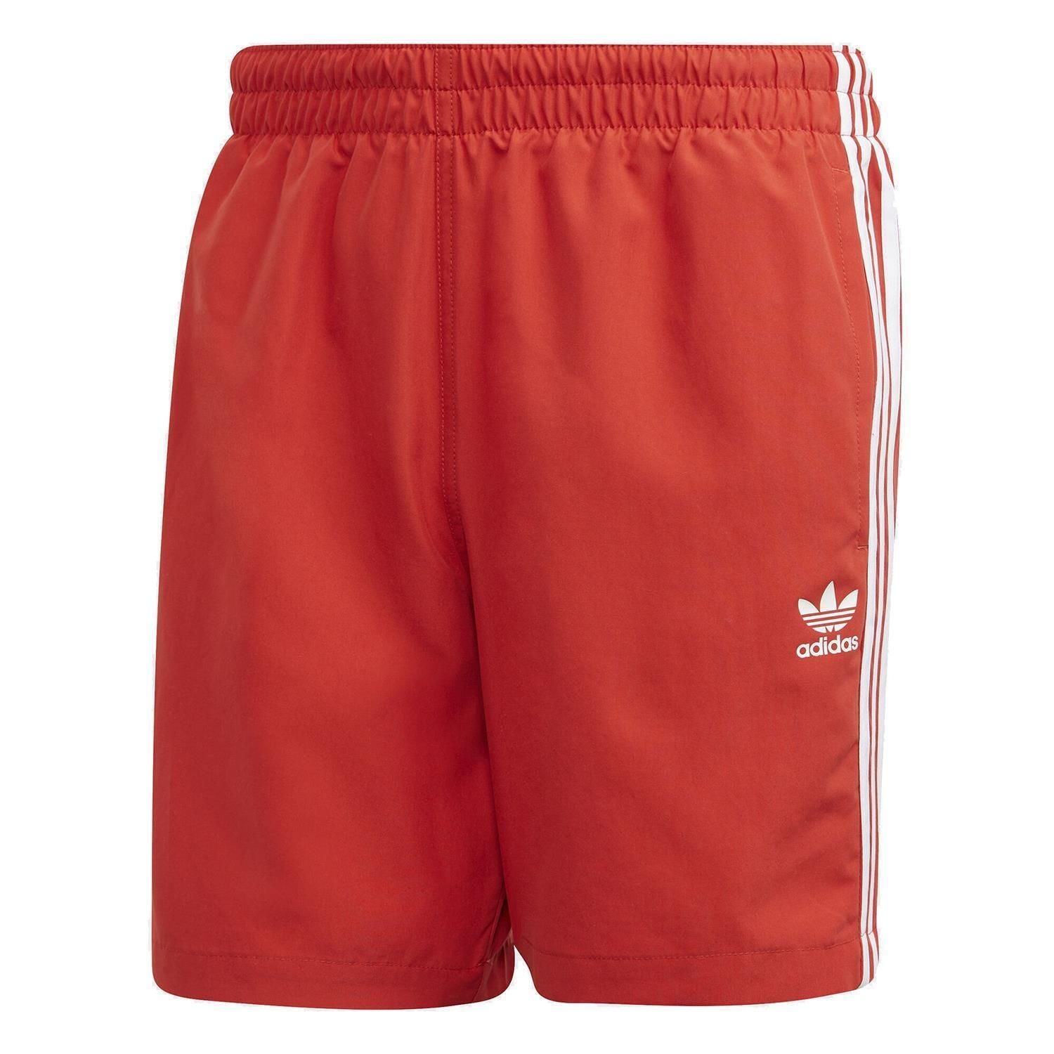adidas Originals 3 Stripes Swim Shorts - Red/White - ViaductClothing - -