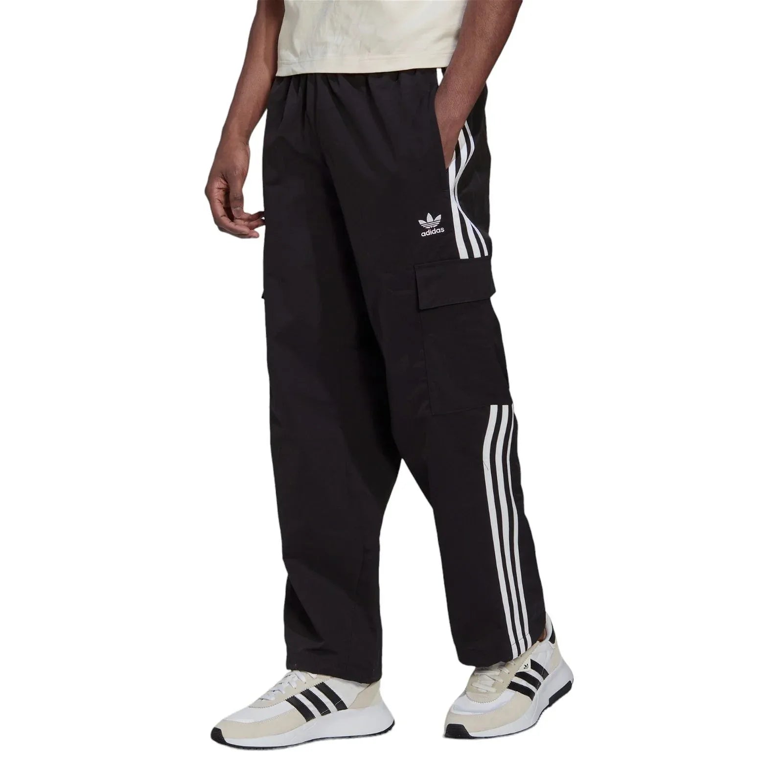 adidas Originals Adicolor 3-Stripes Cargo Pants - Black / White - ViaductClothing