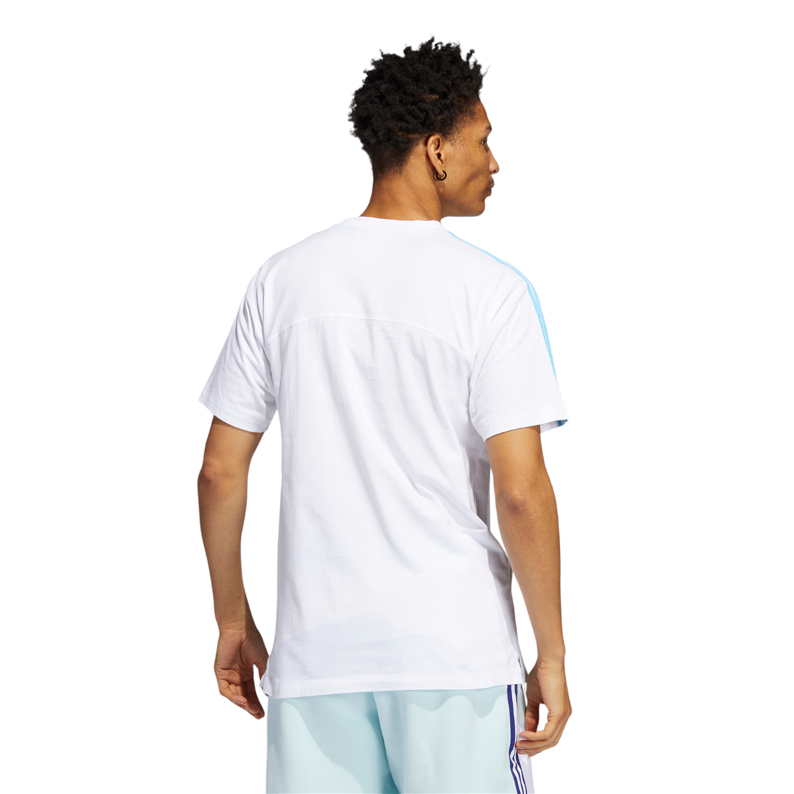 adidas Originals Blocked 3-Stripes Tee - Sky Rush / White - ViaductClothing - -