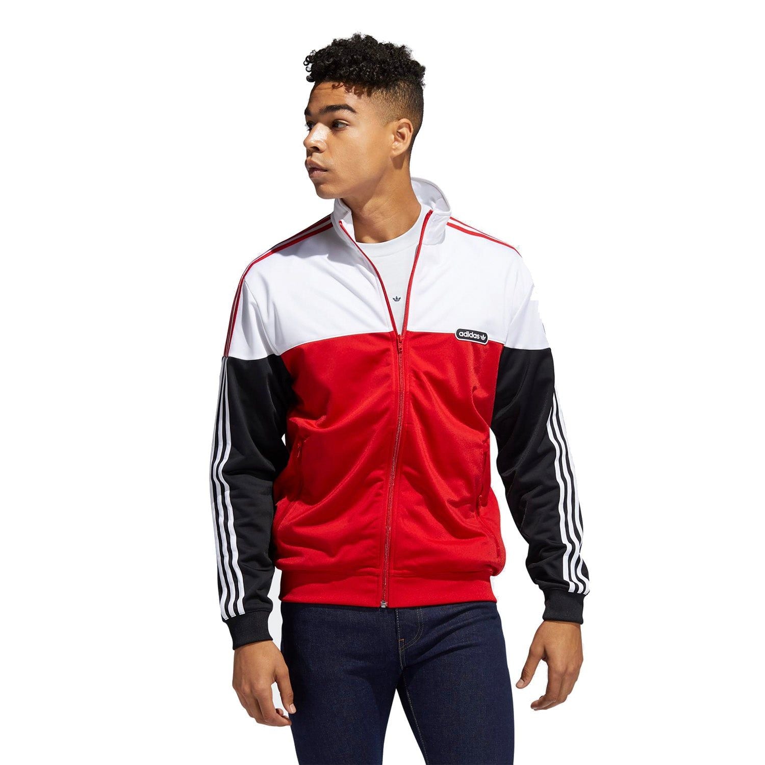 adidas Originals Split Firebird Track Top - Red/White - ViaductClothing - -